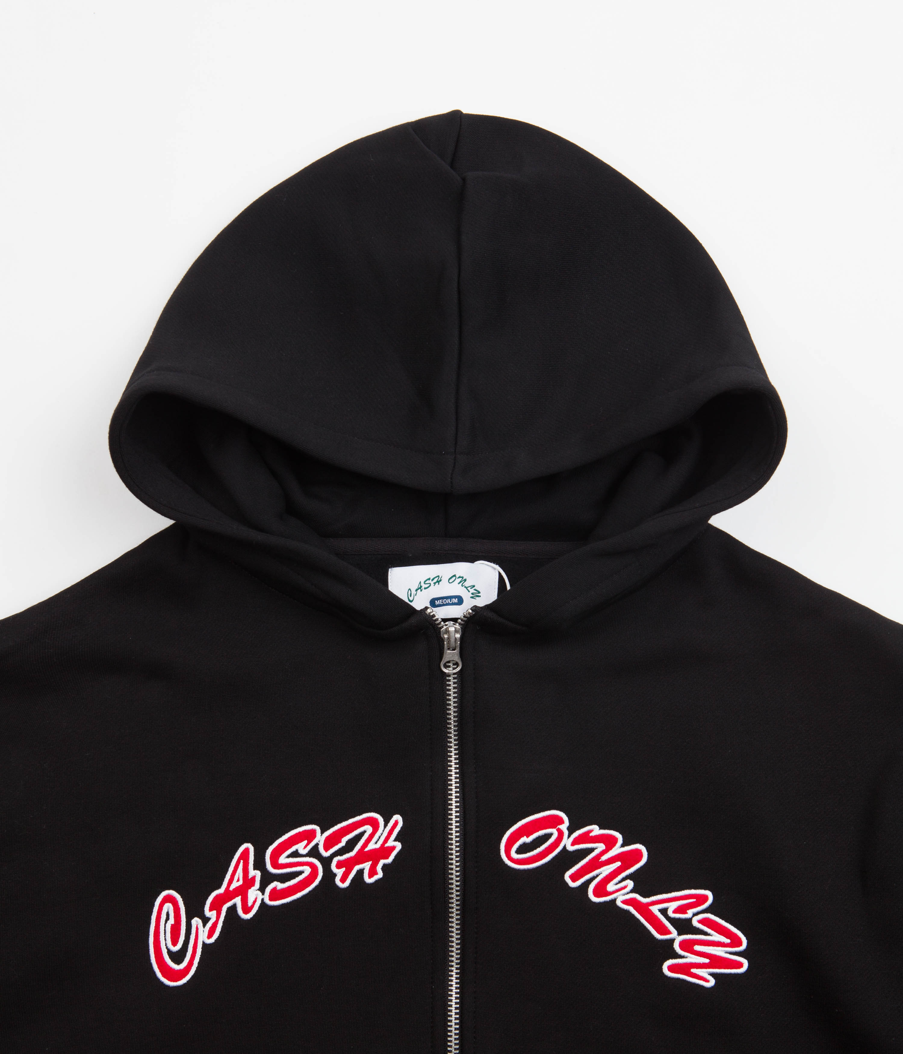 Cash Only Black Applique Logo Zip Hoodie - A Must - Have!