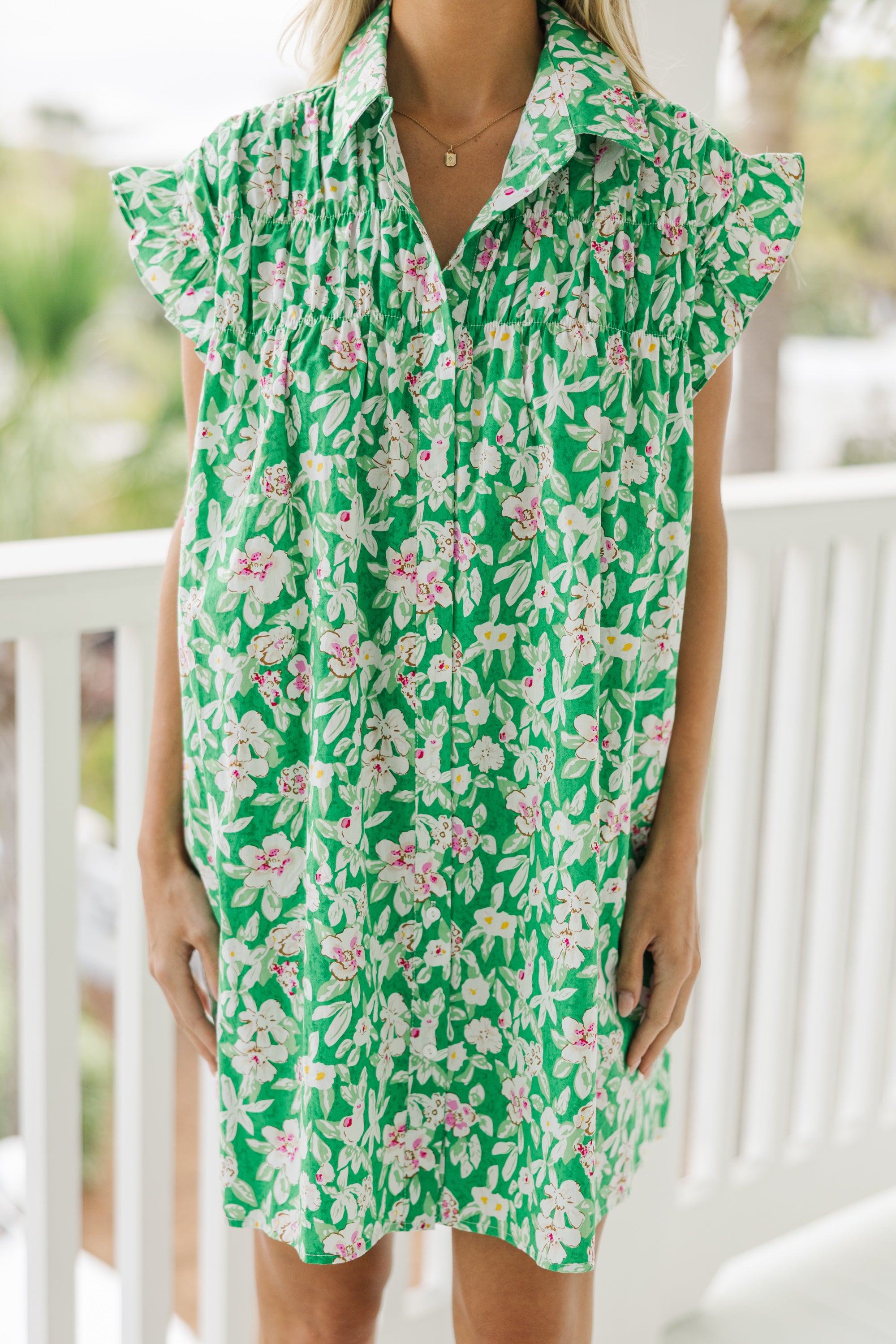 Enchanting Green Floral Babydoll Dress - Capture Hearts!