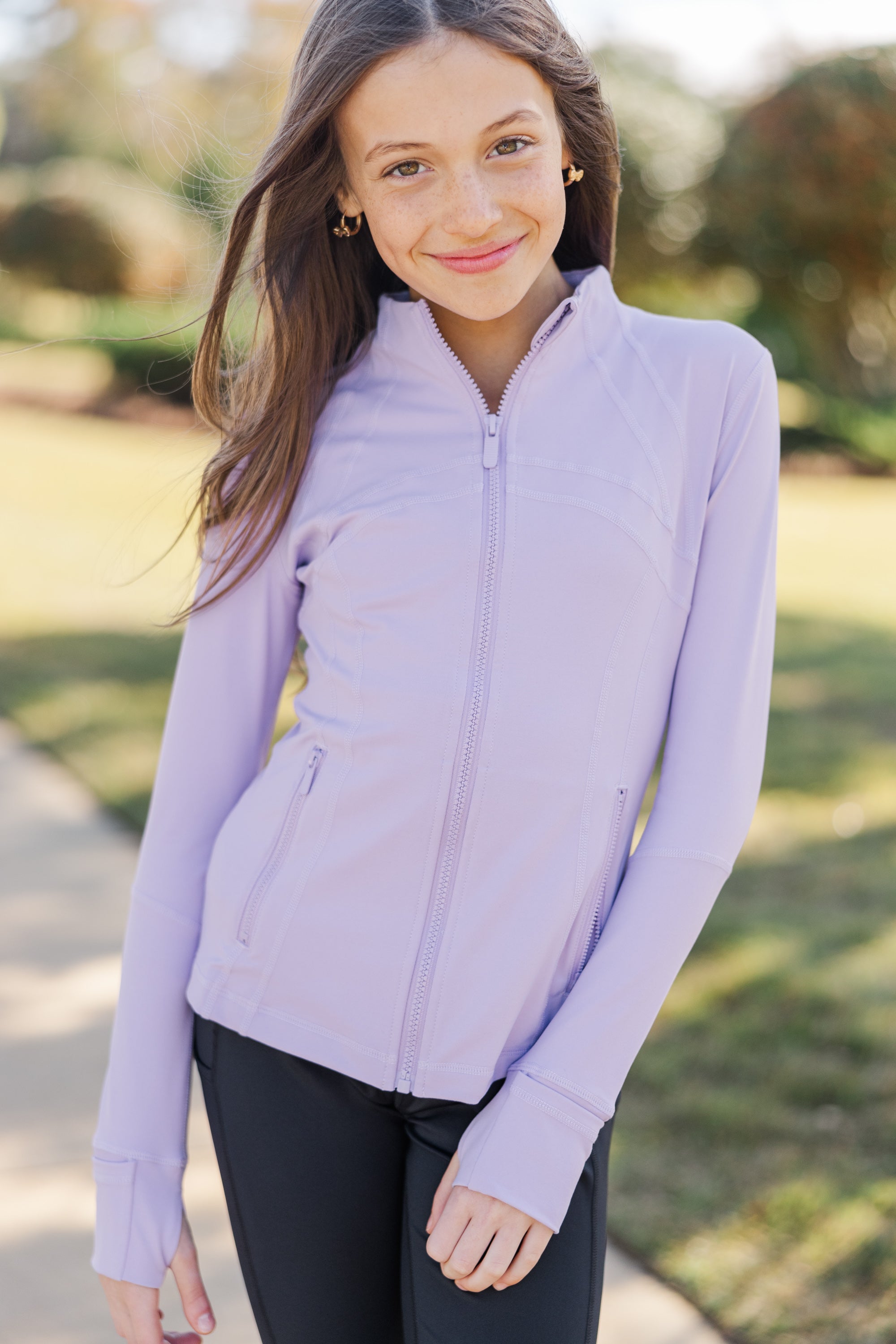 Girls' Trendy Lavender Purple Athletic Jacket: On Your Terms