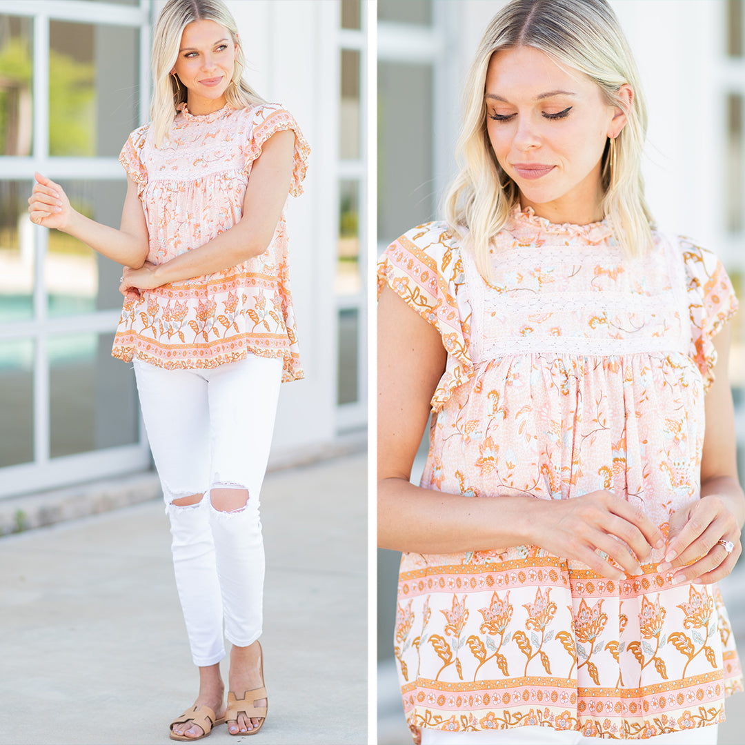 Gorgeous All-In-A-Day Salmon Pink Floral Tank - A Must-Have!