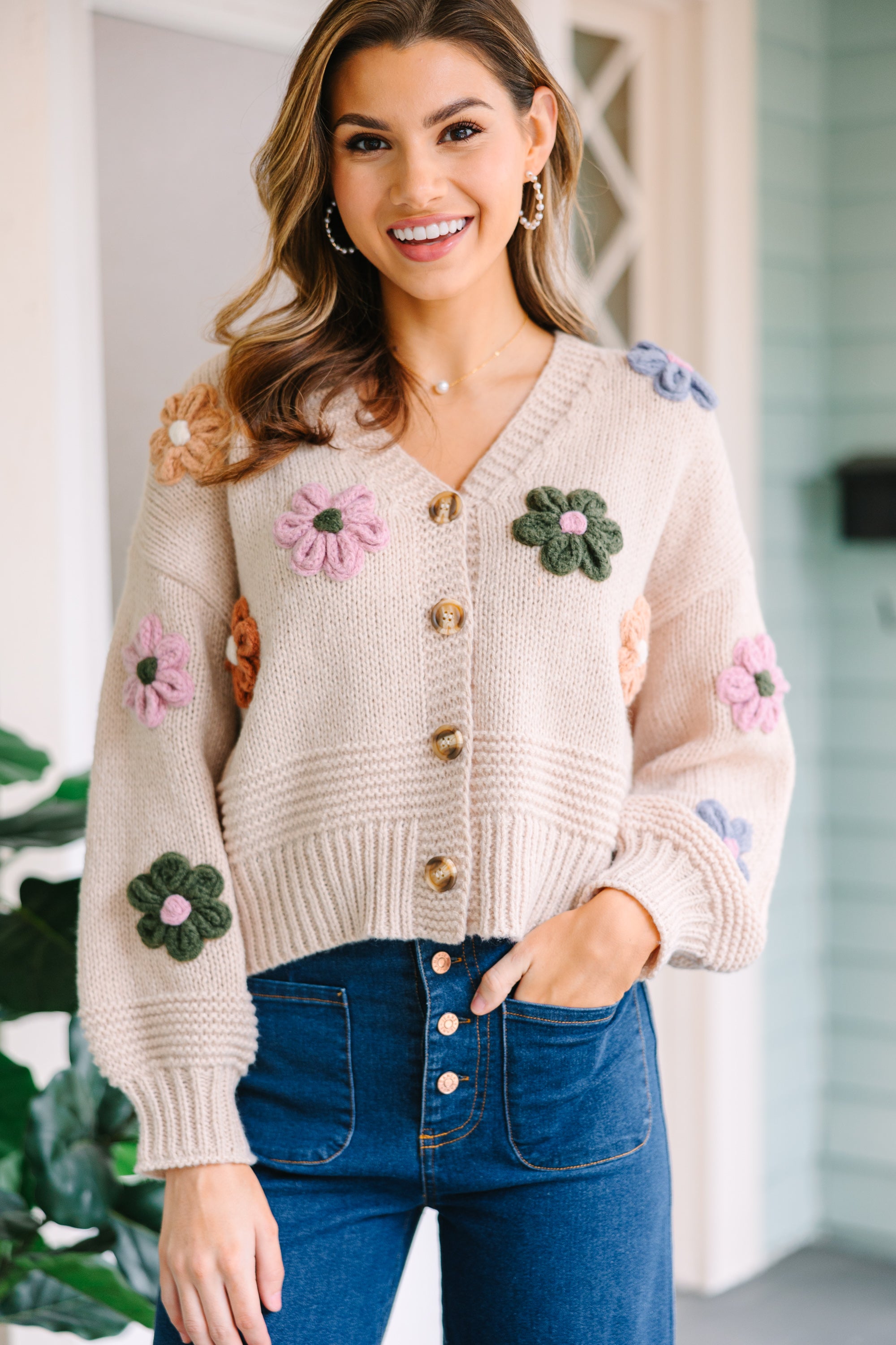 Ecru White Floral Cardigan - Feel Your Best!