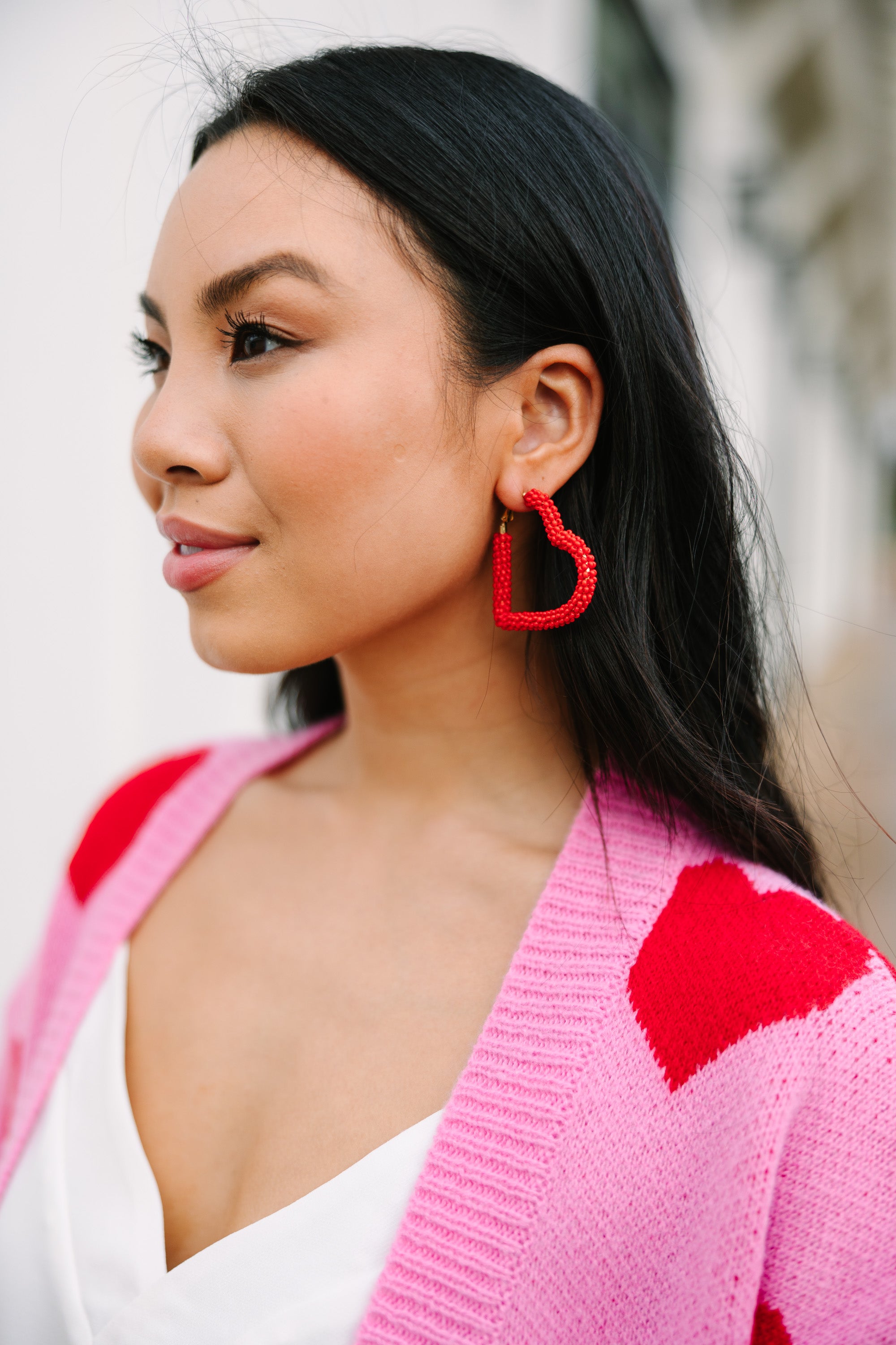 Enchanting All My Heart Red Beaded Earrings