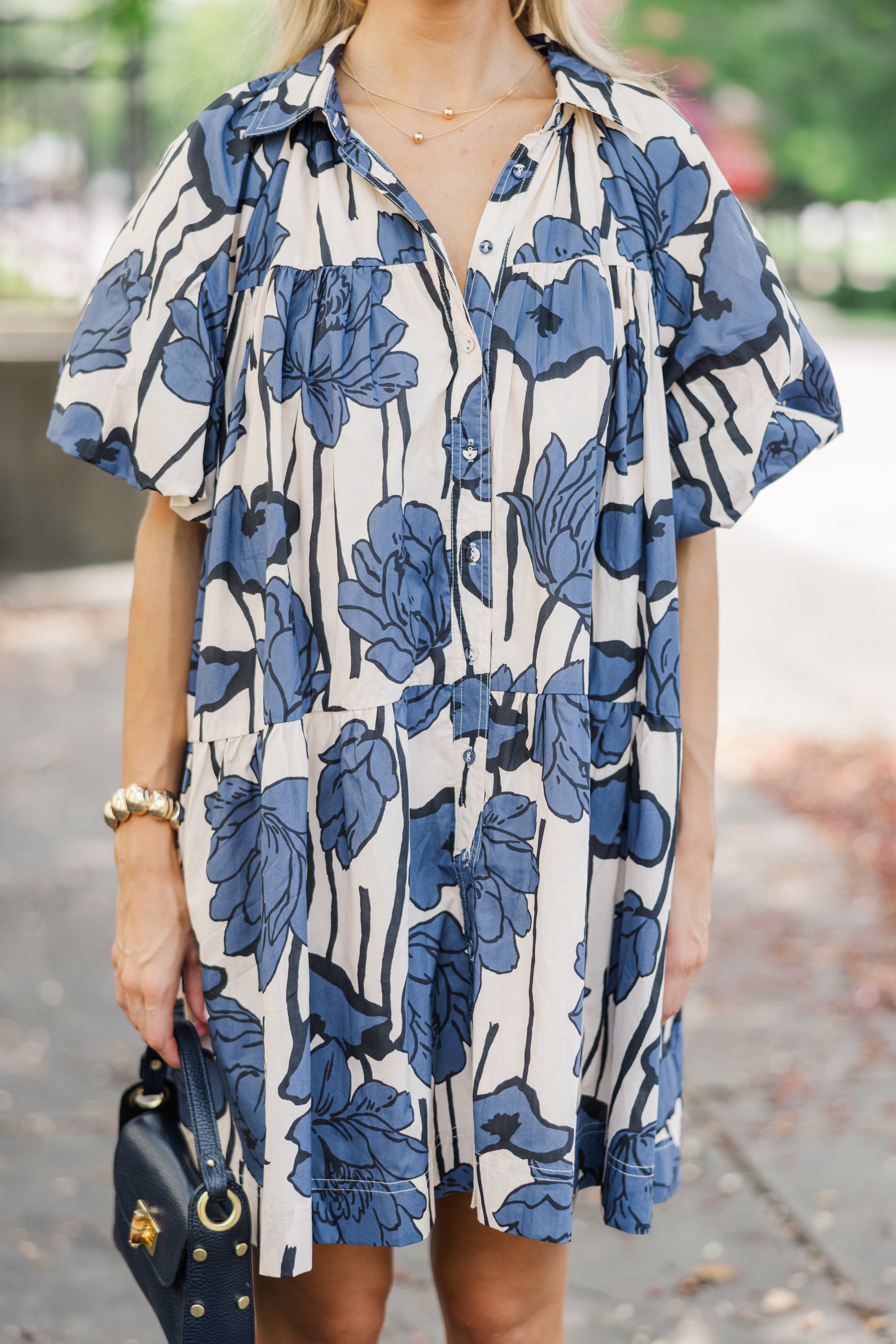 Aureum: Stunning Blue Floral Babydoll Dress for All-Day Charm