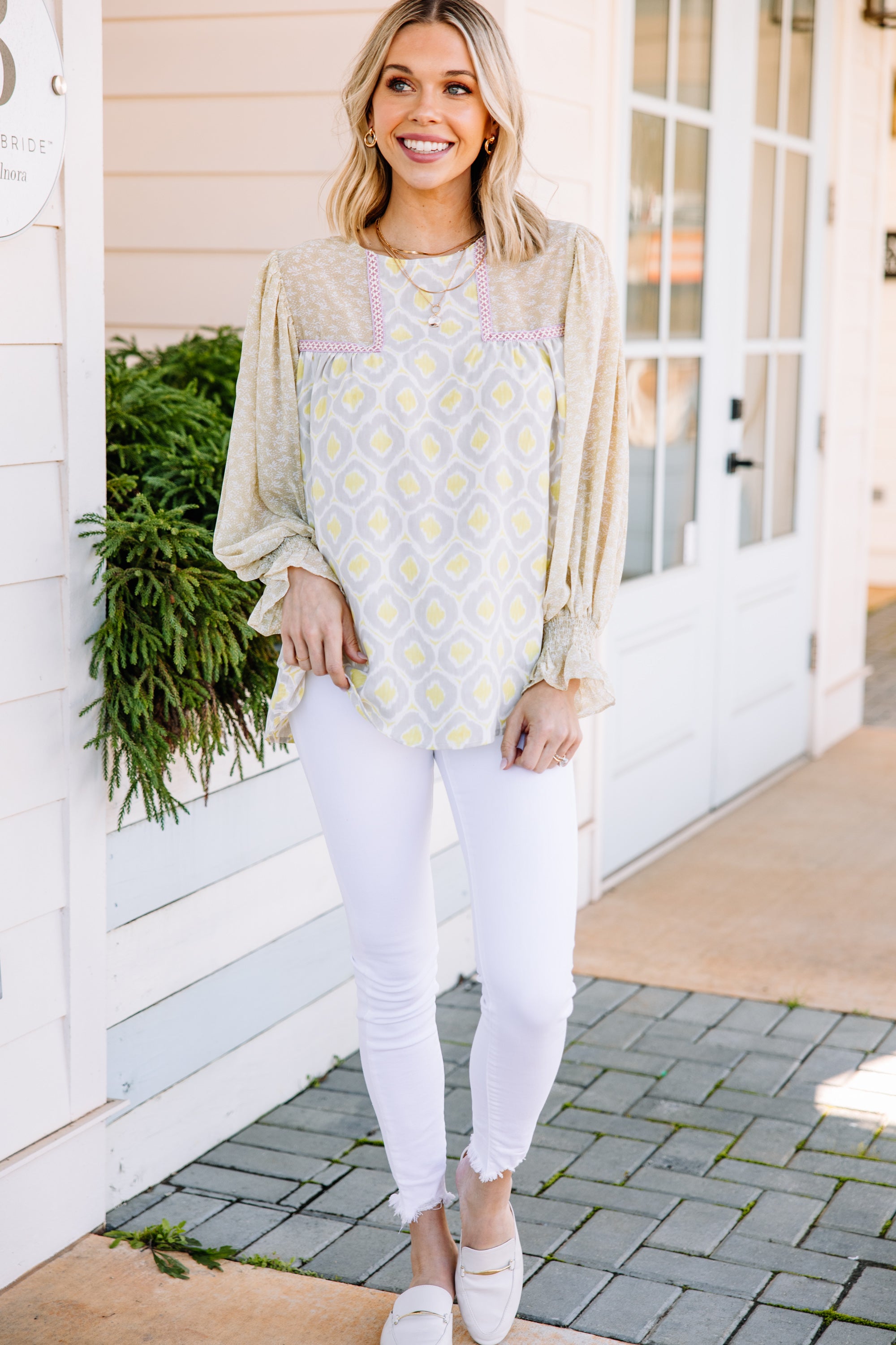 Gorgeous Honeydew Yellow Floral Blouse for Your Best Look