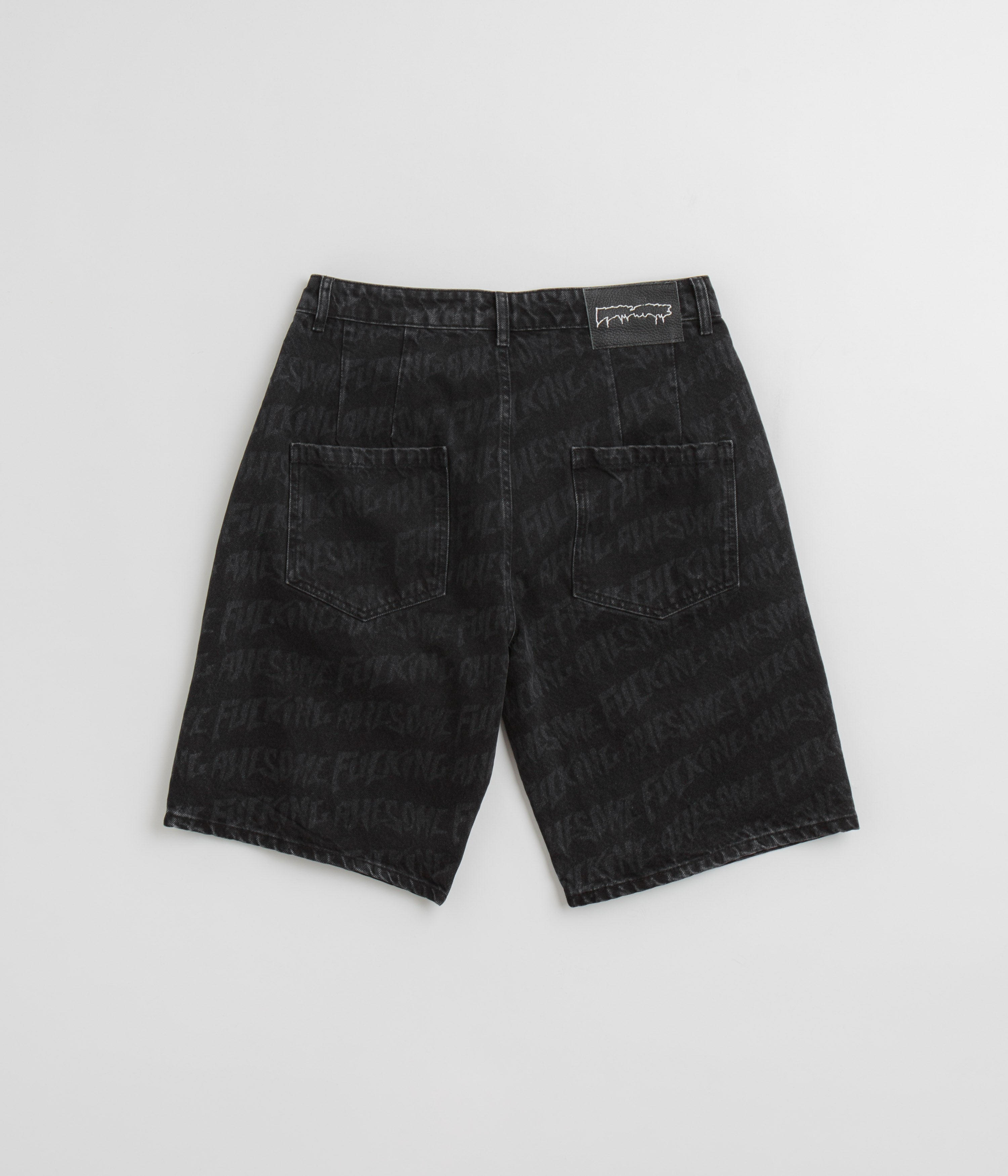 Fucking Awesome Black Baggy Pleated Laser Denim Shorts - A Must-Have!