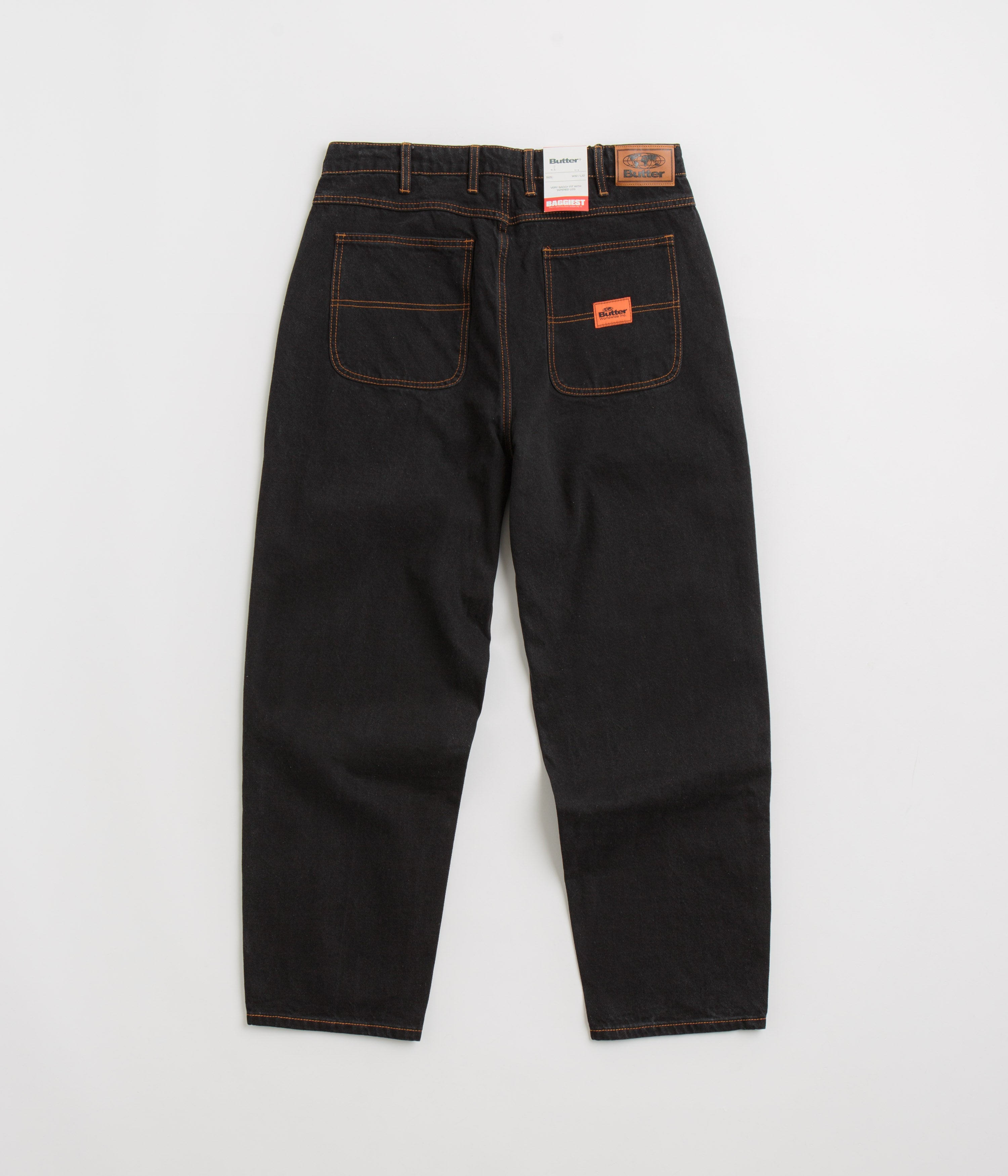 Butter Goods Santosuosso Washed Black & Orange Jeans - Ultra Baggy Style!