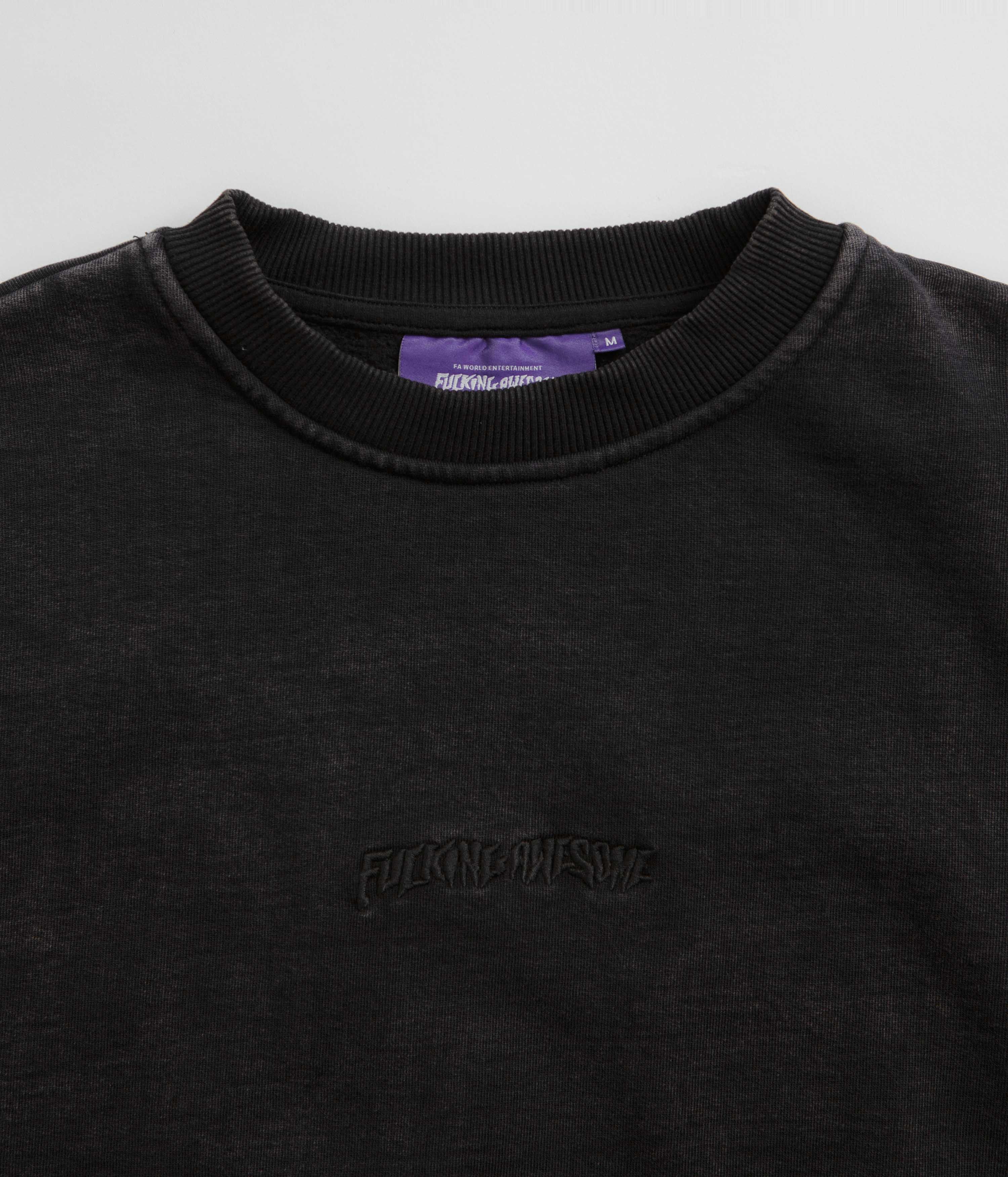 Fucking Awesome Black Little Stamp Snow Wash Crewneck Sweatshirt - Irresistible Style!