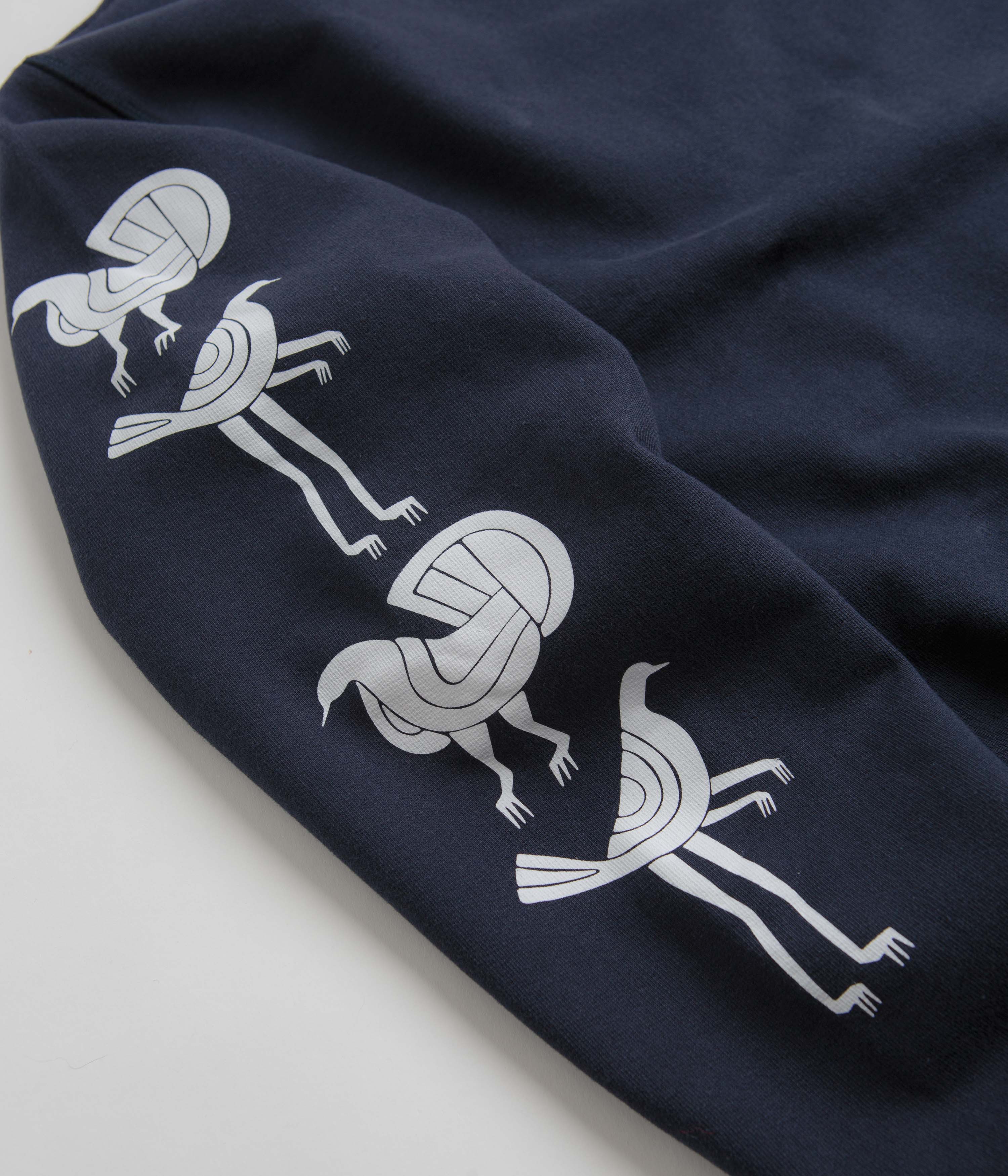 by Parra's Stunning Fancy Pigeon Crewneck Sweatshirt in Midnight Blue