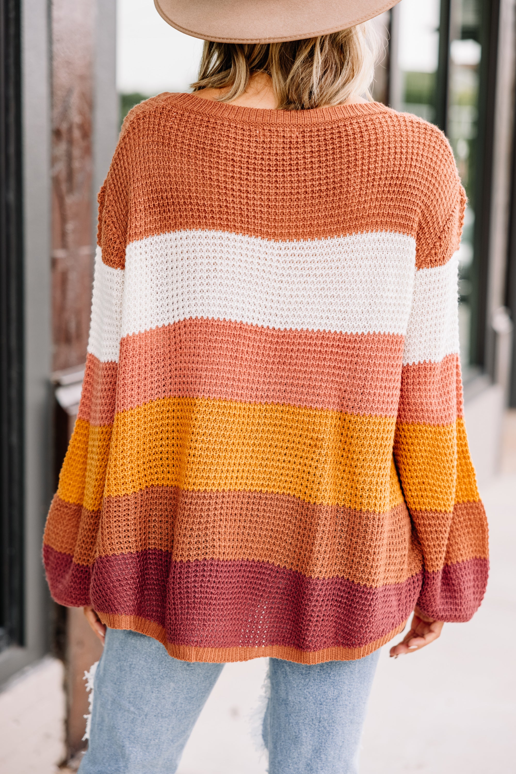 Irresistible Be With You Brown Colorblock Sweater
