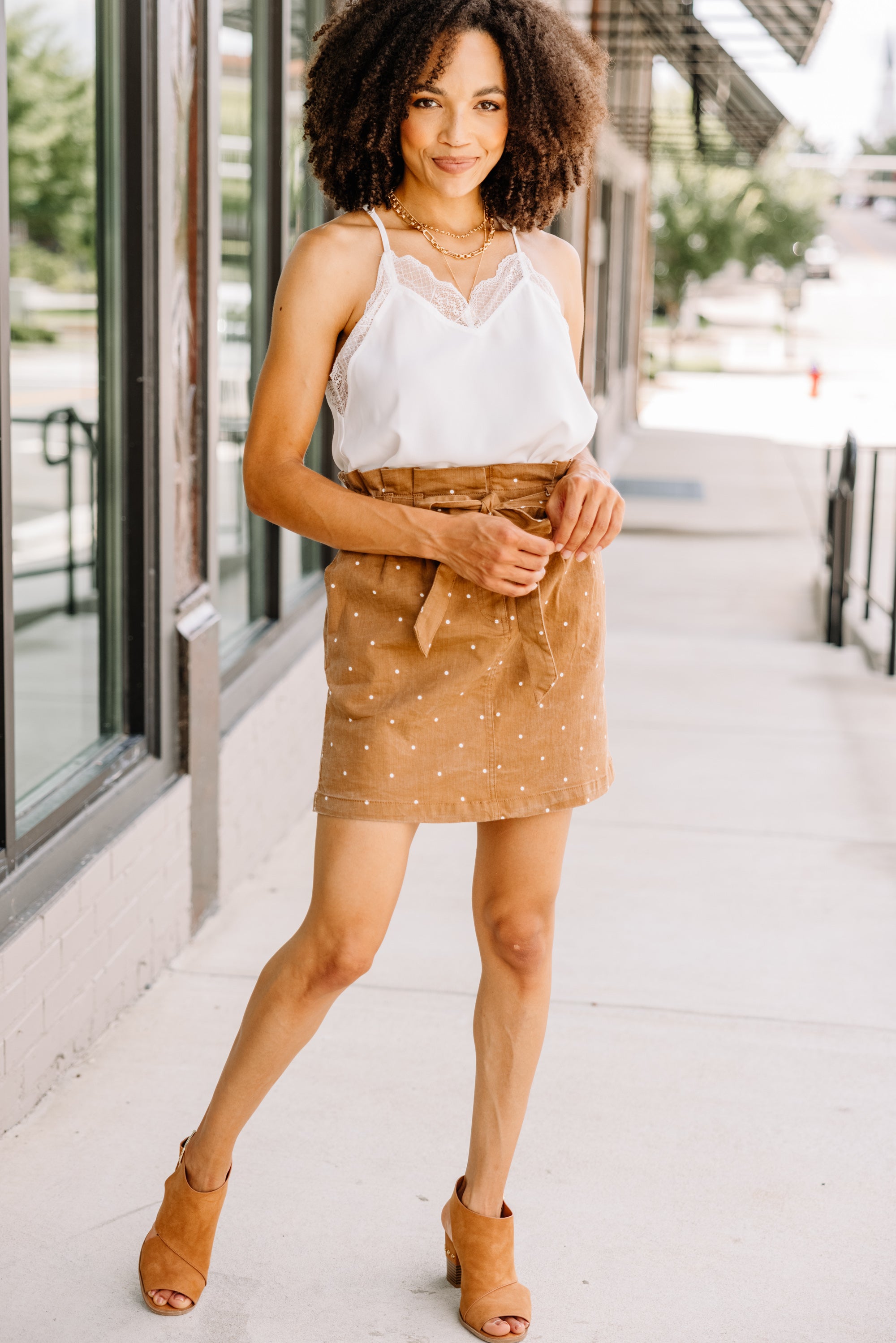 Irresistible Sweet Brown Polka Dot Skirt