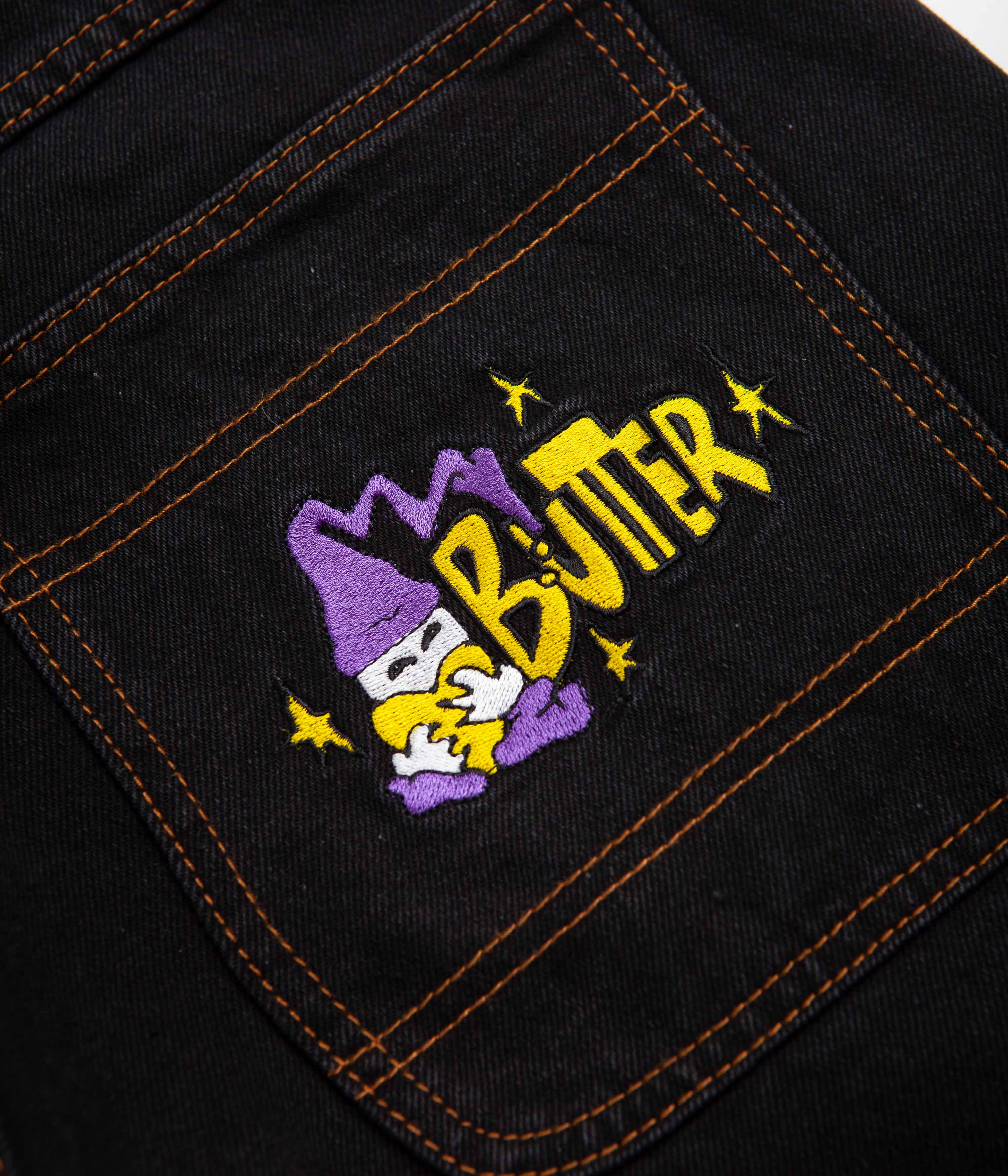 Butter Goods Wizard Jeans - Washed Black: Stylish Skatewear!
