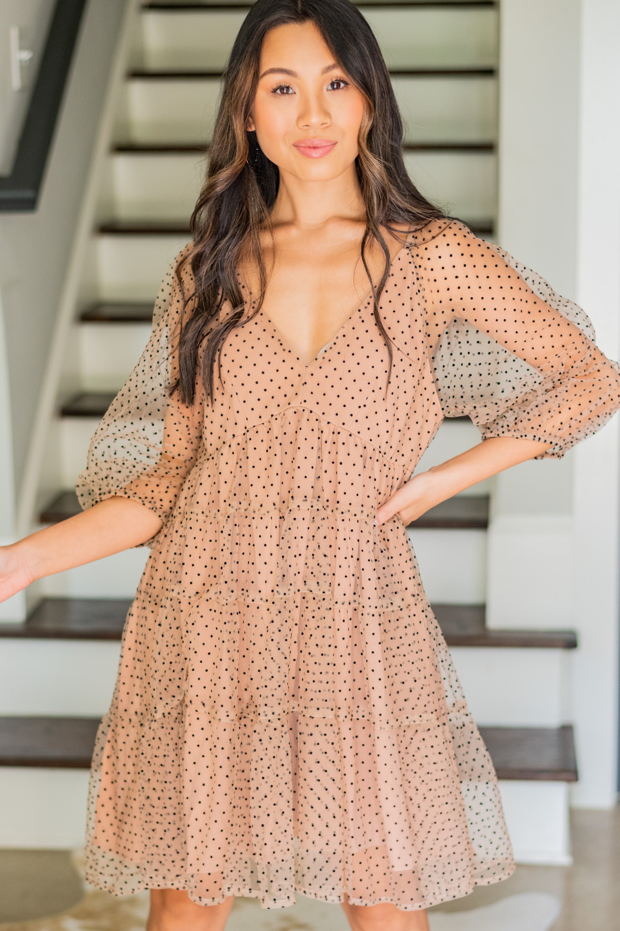 Irresistible Mocha Brown Polka Dot Dress for Your Best Moments