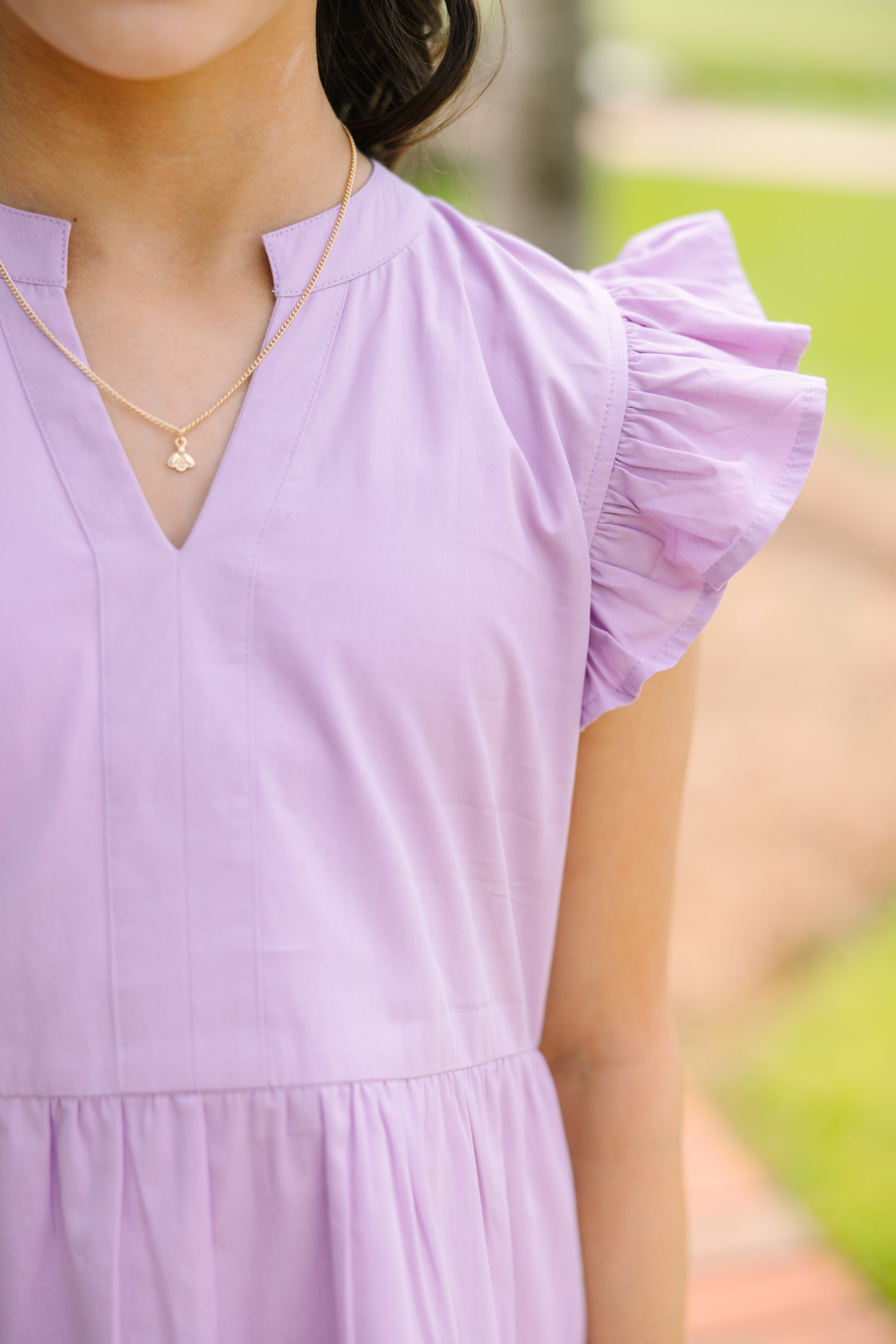 Gorgeous Girls' On - The - Move Lavender Purple Ruffled Babydoll Dress