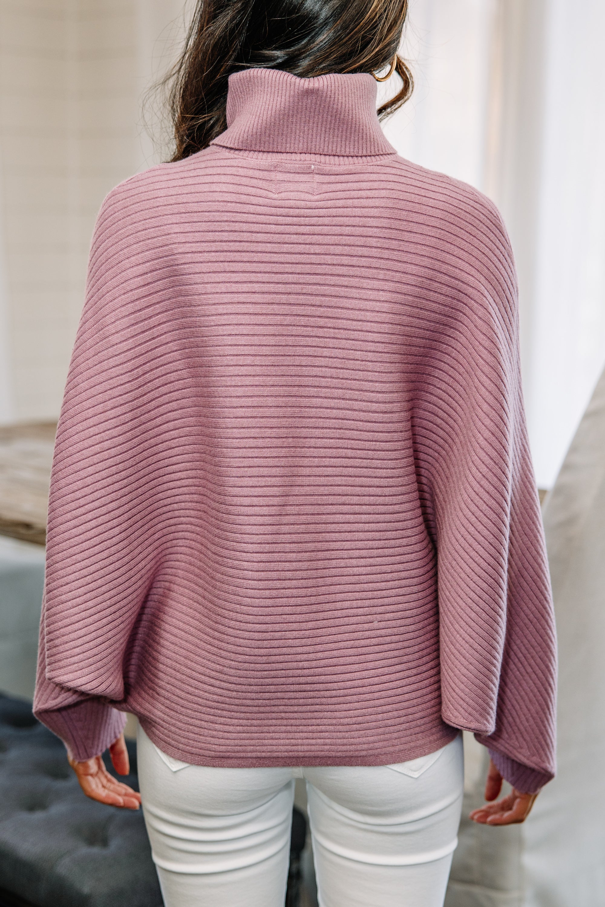 Gorgeous Mauve Pink Ribbed Sweater for Your Best Look