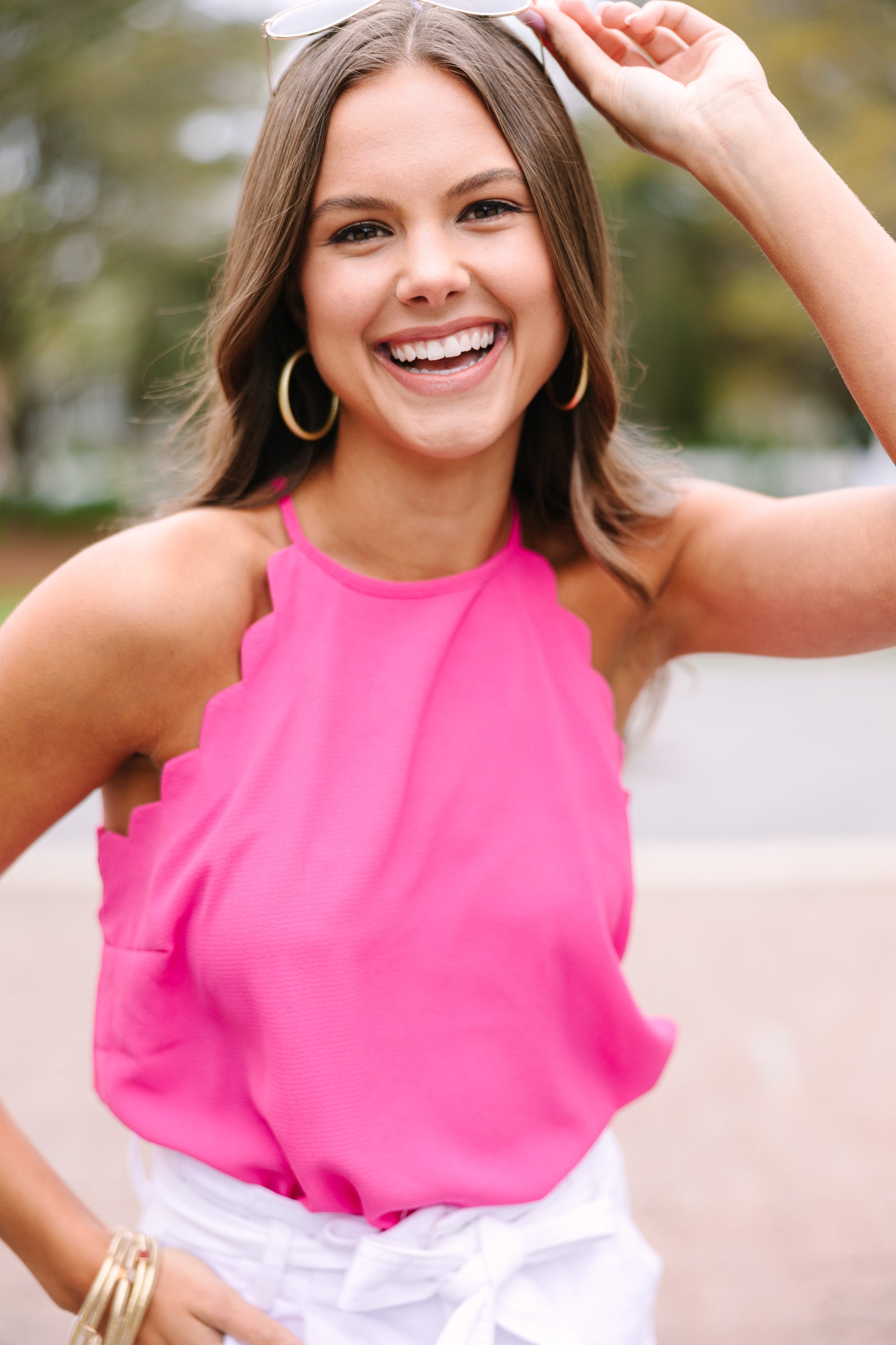 Stunning Good News Fuchsia Pink Scalloped Tank - Make a Bold Fashion Statement!