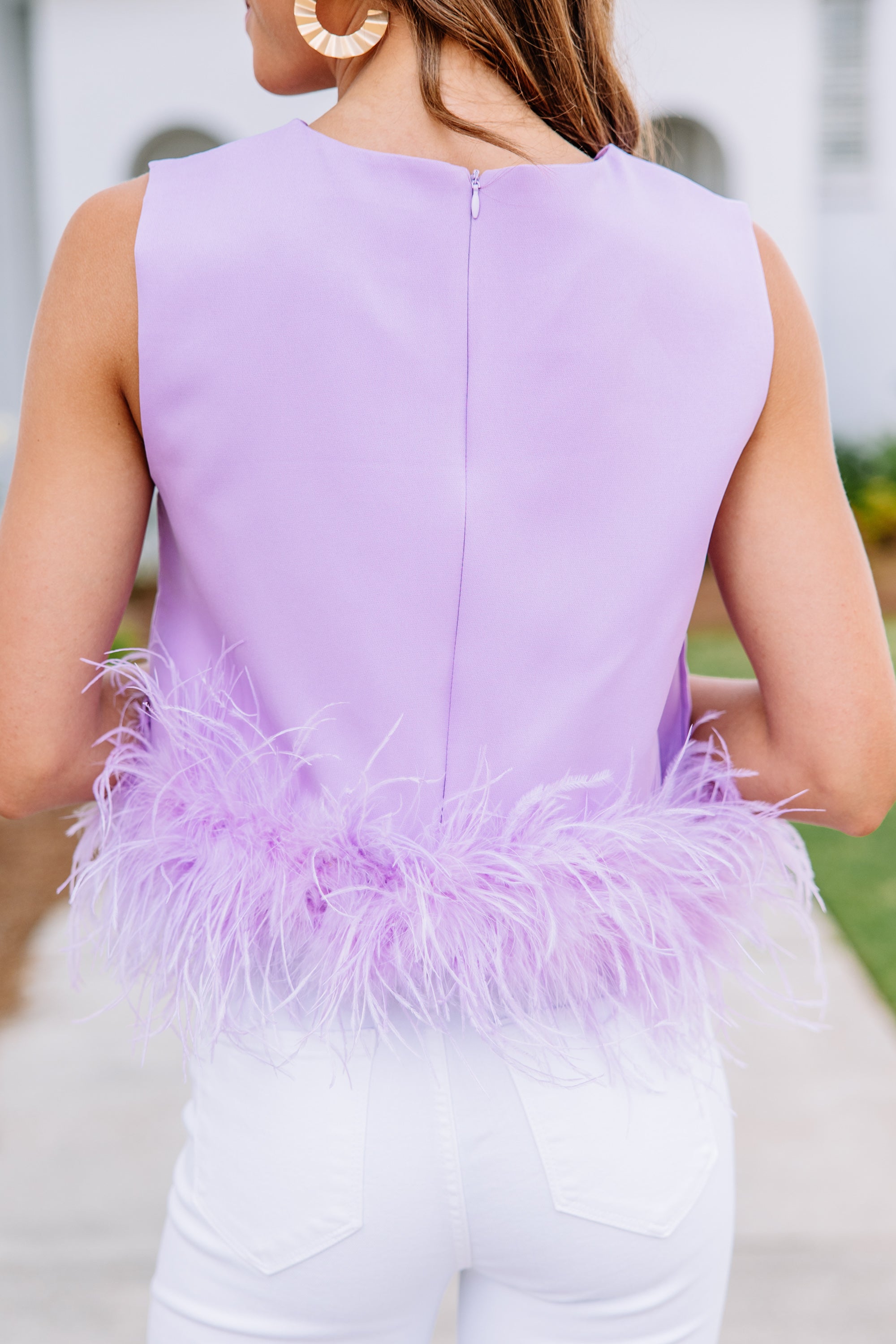 Be The Drama: Stunning Purple Feather Trim Blouse