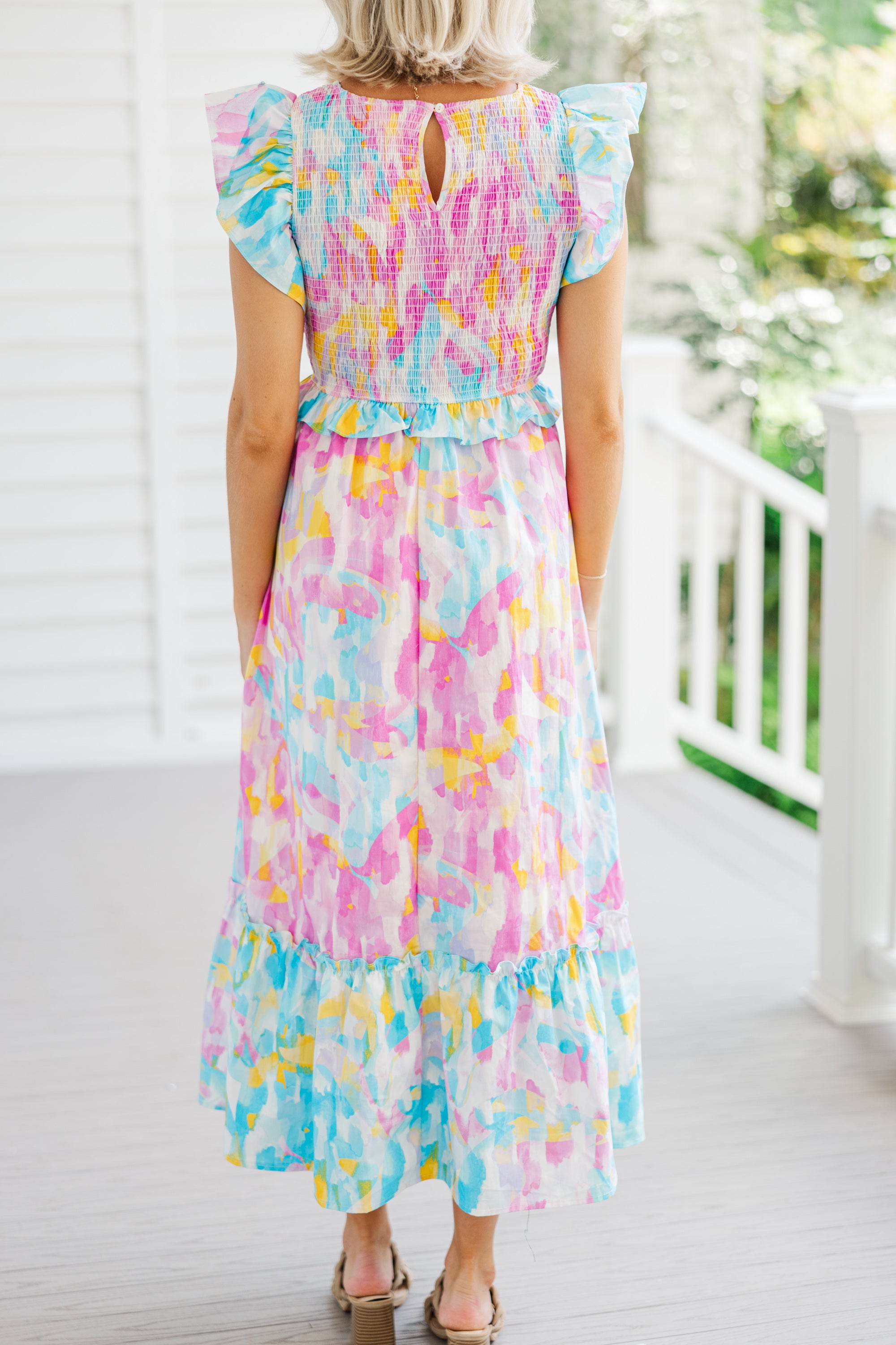 Pink Abstract Face The Day Maxi Dress: A Fashion Statement!