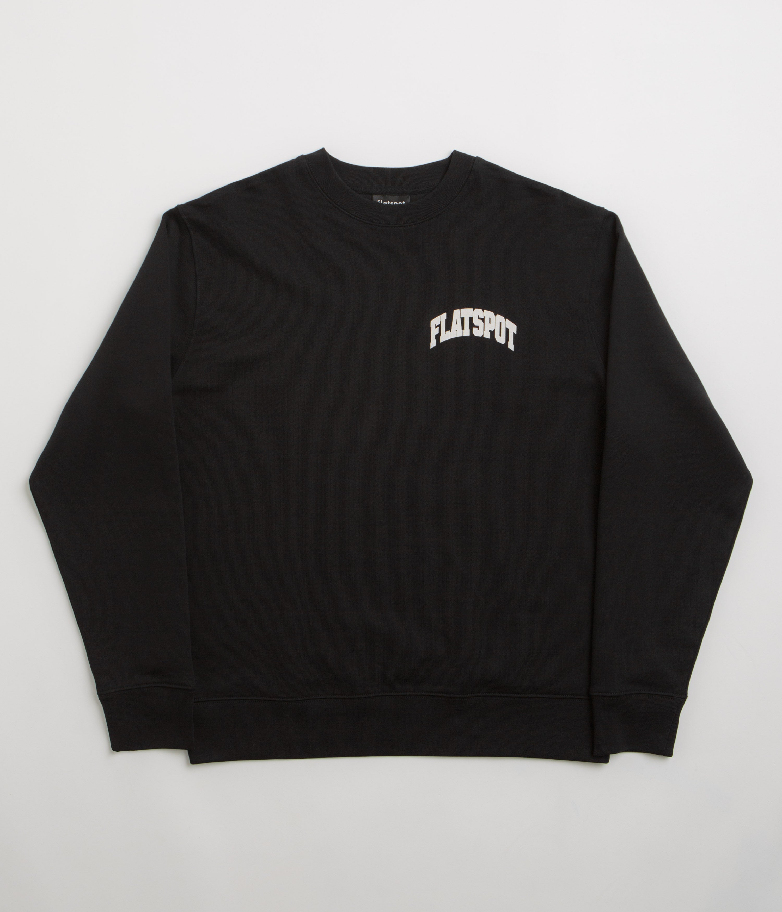 Stylish Flatspot Collegiate Crewneck Sweatshirt in Timeless Black