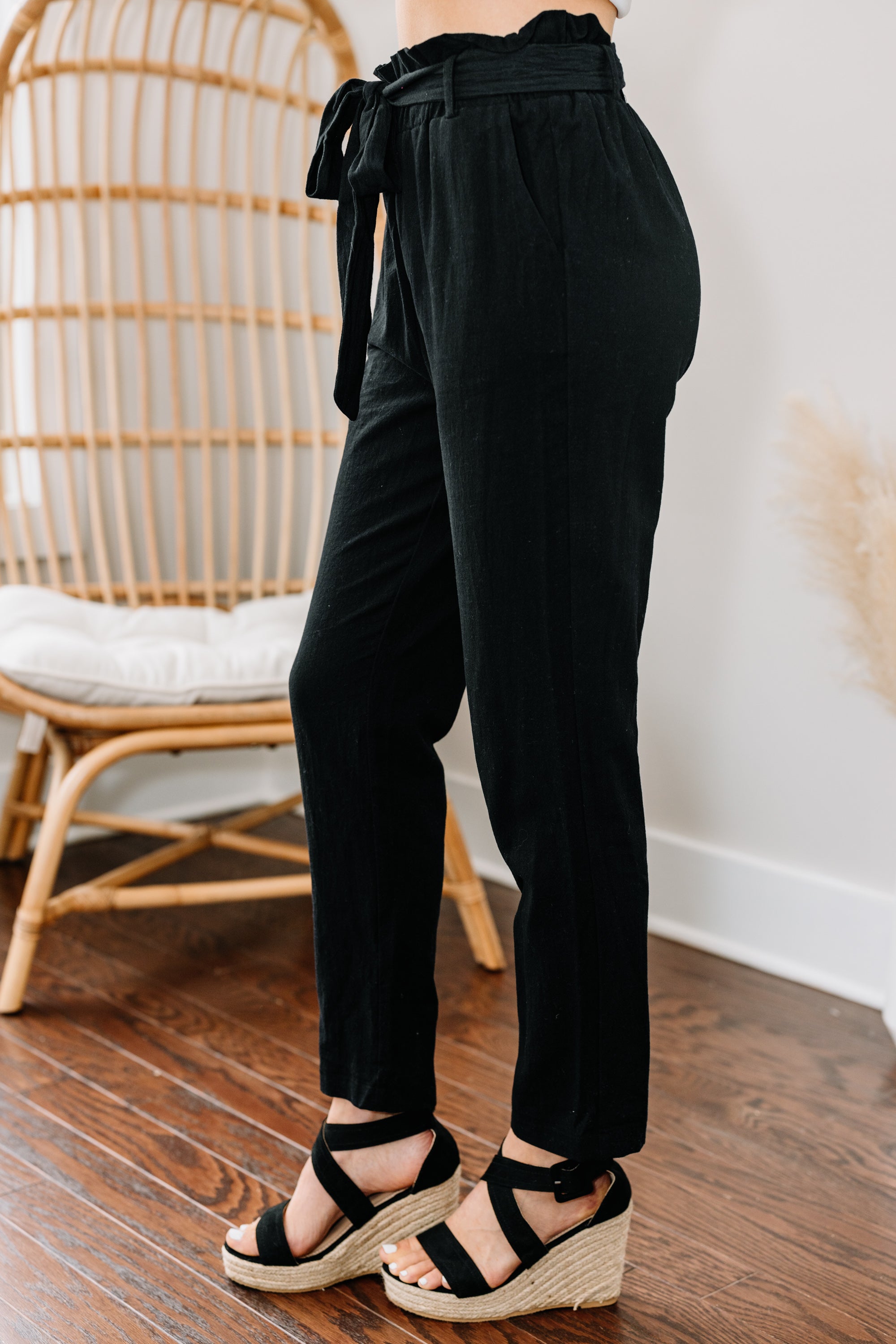 Back to the Grind: Stylish Black Paperbag Pants