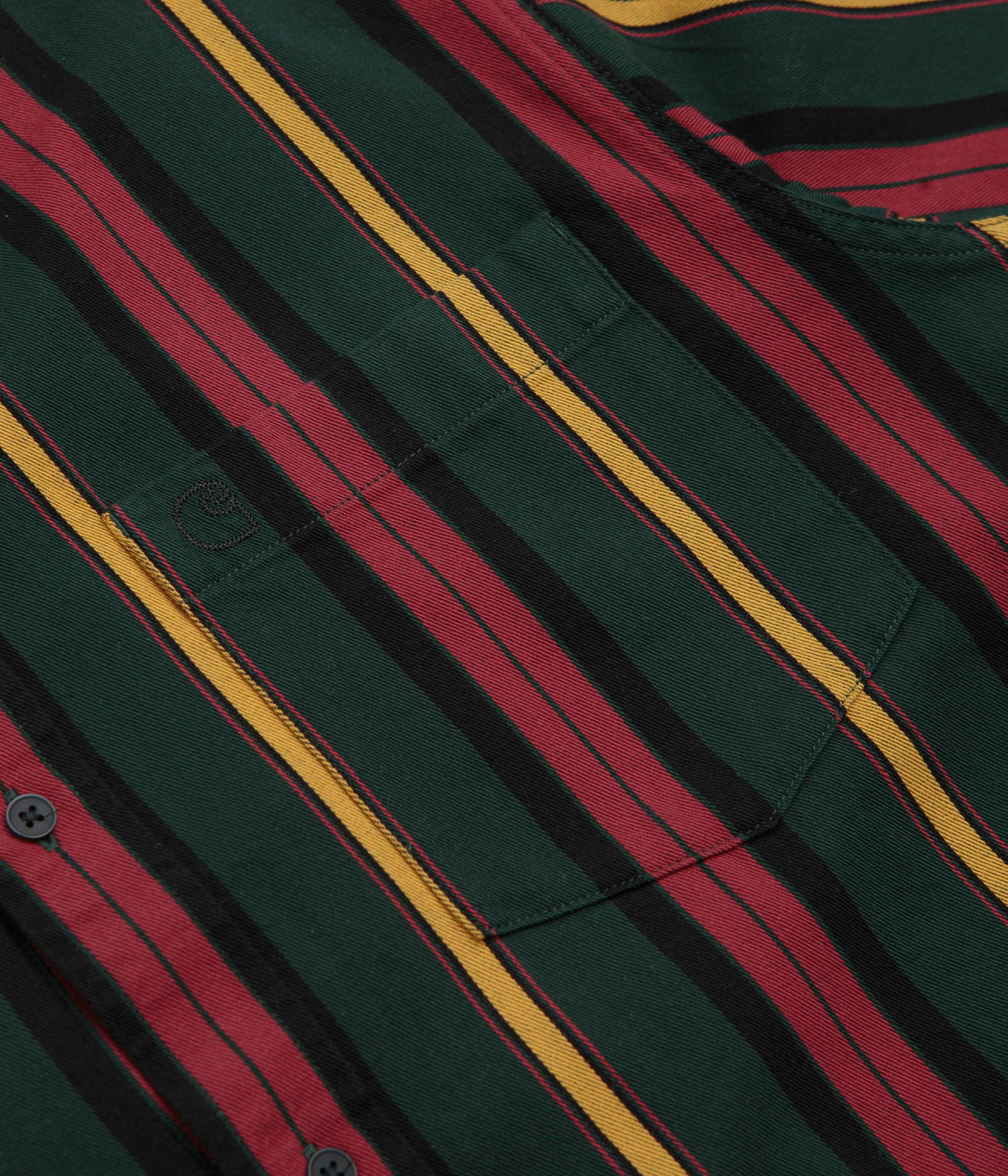 Carhartt Jarrell Short Sleeve Shirt - Stylish Stripes in Conifer & Black