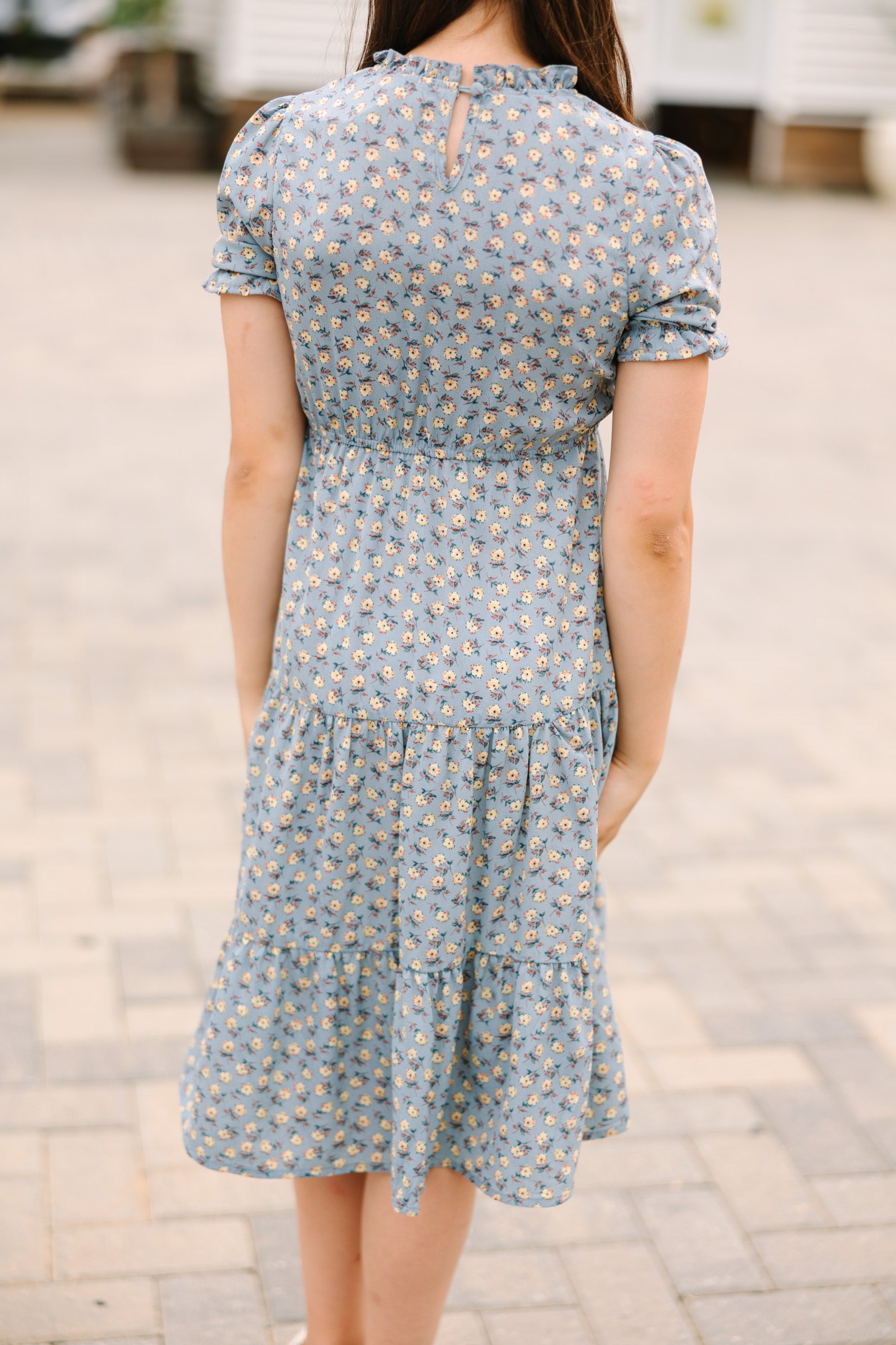 Irresistible Blue Floral Midi Dress for Fashion - Forward Girls