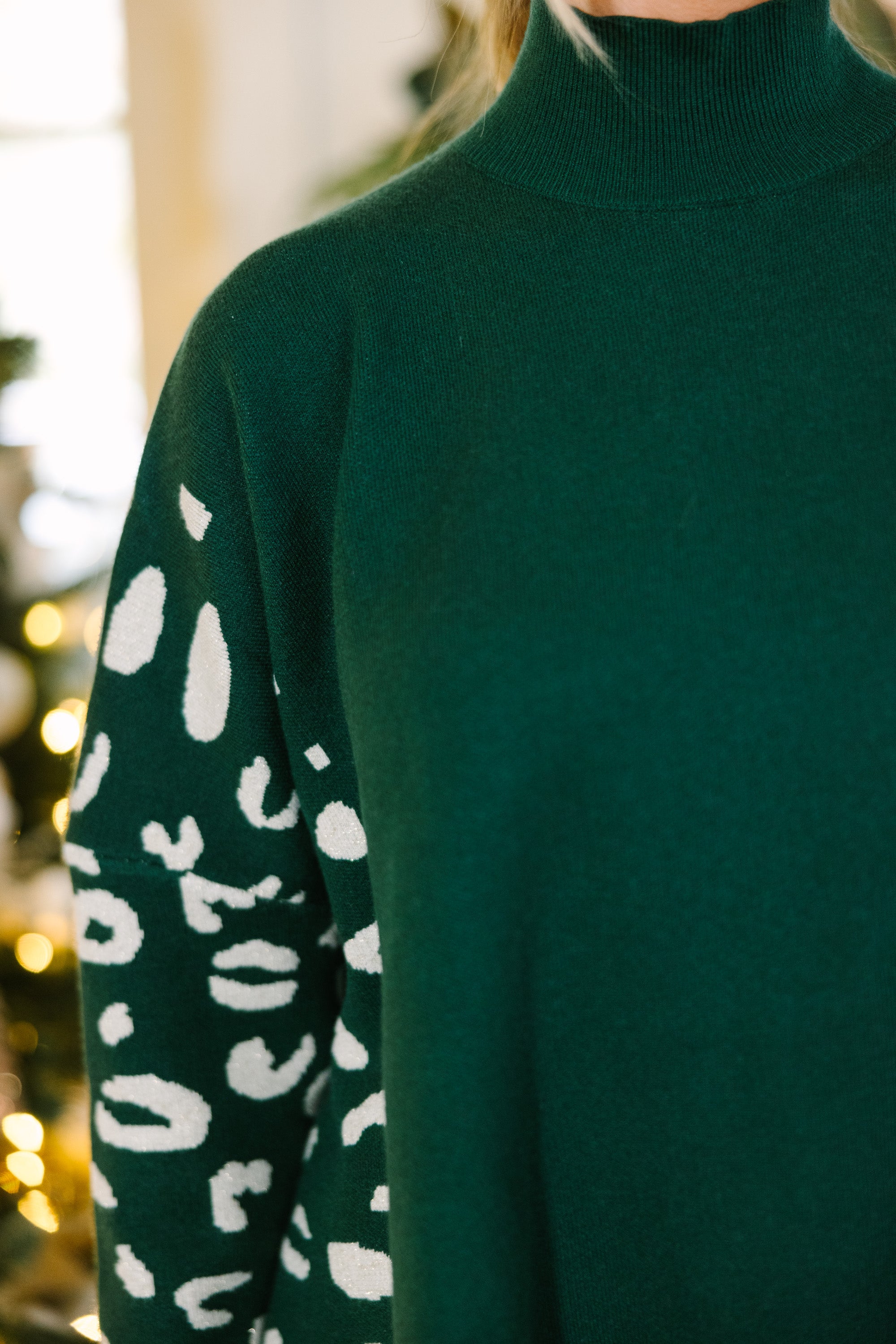 All In Theory Emerald Green Leopard Print Sweater Tunic - A Fashion Must-Have!