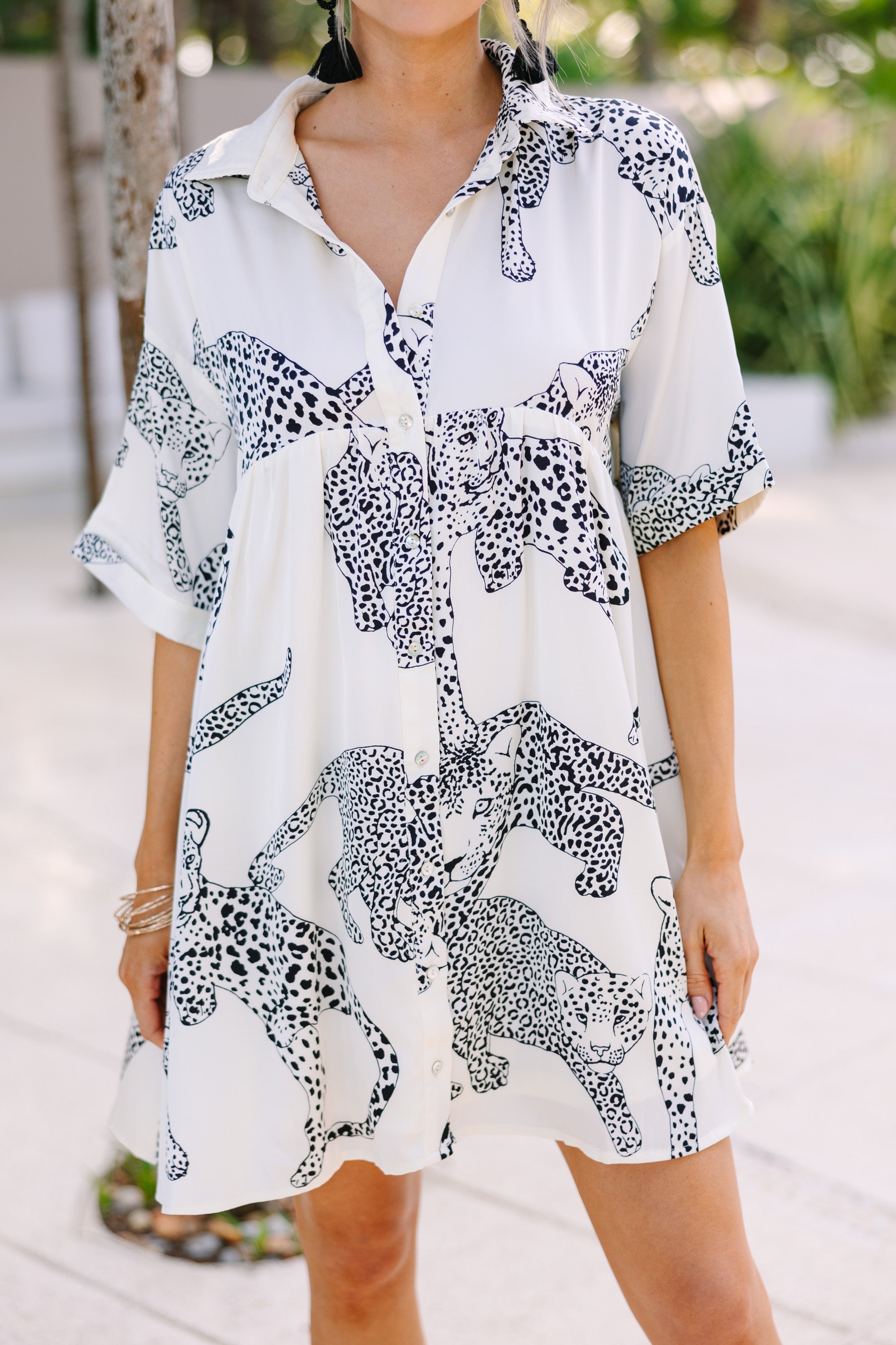 Stunning Cream White Leopard Print Babydoll Dress - A Must - Have!