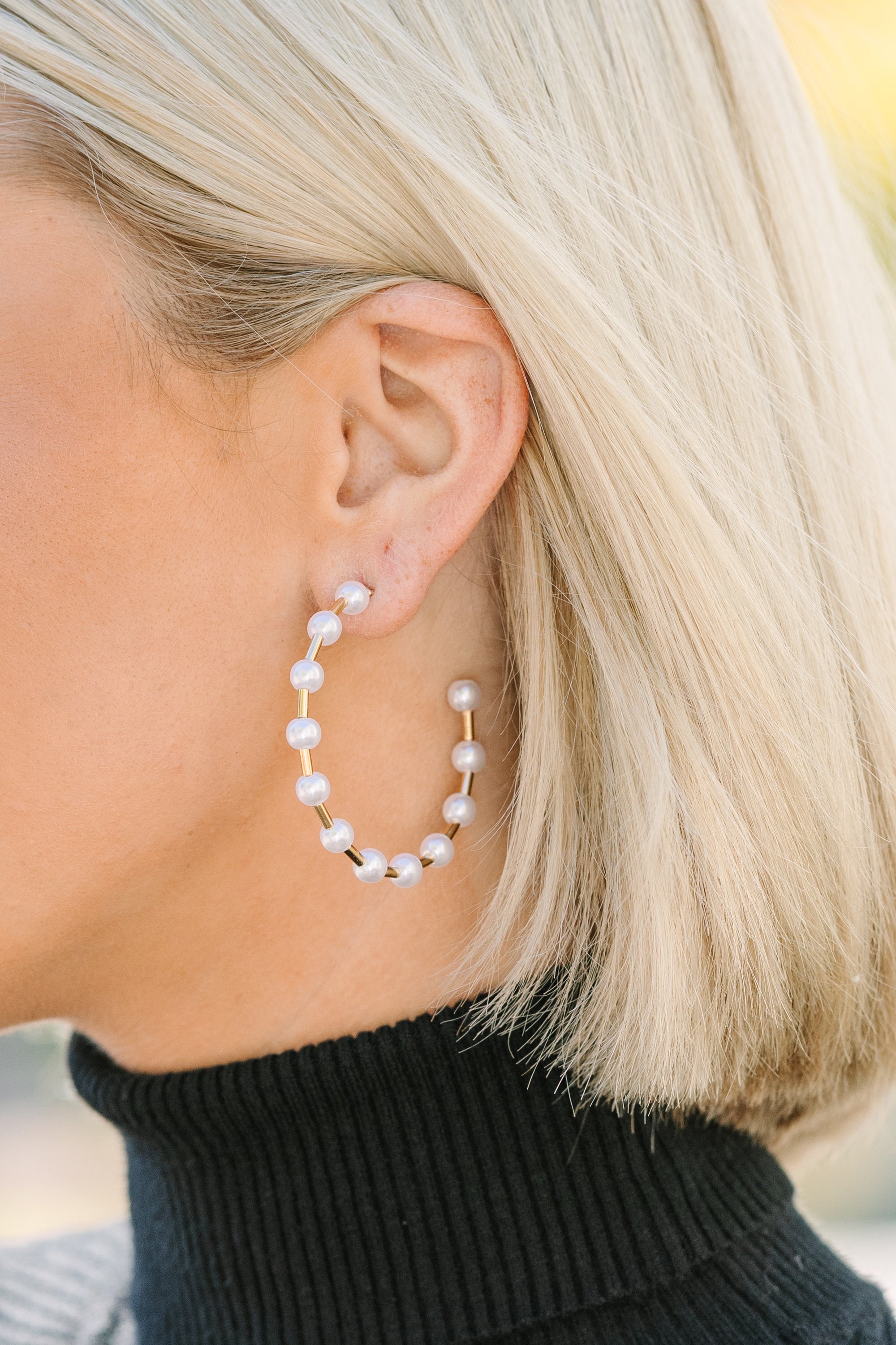Gorgeous Be True Pearl Beaded Hoop Earrings
