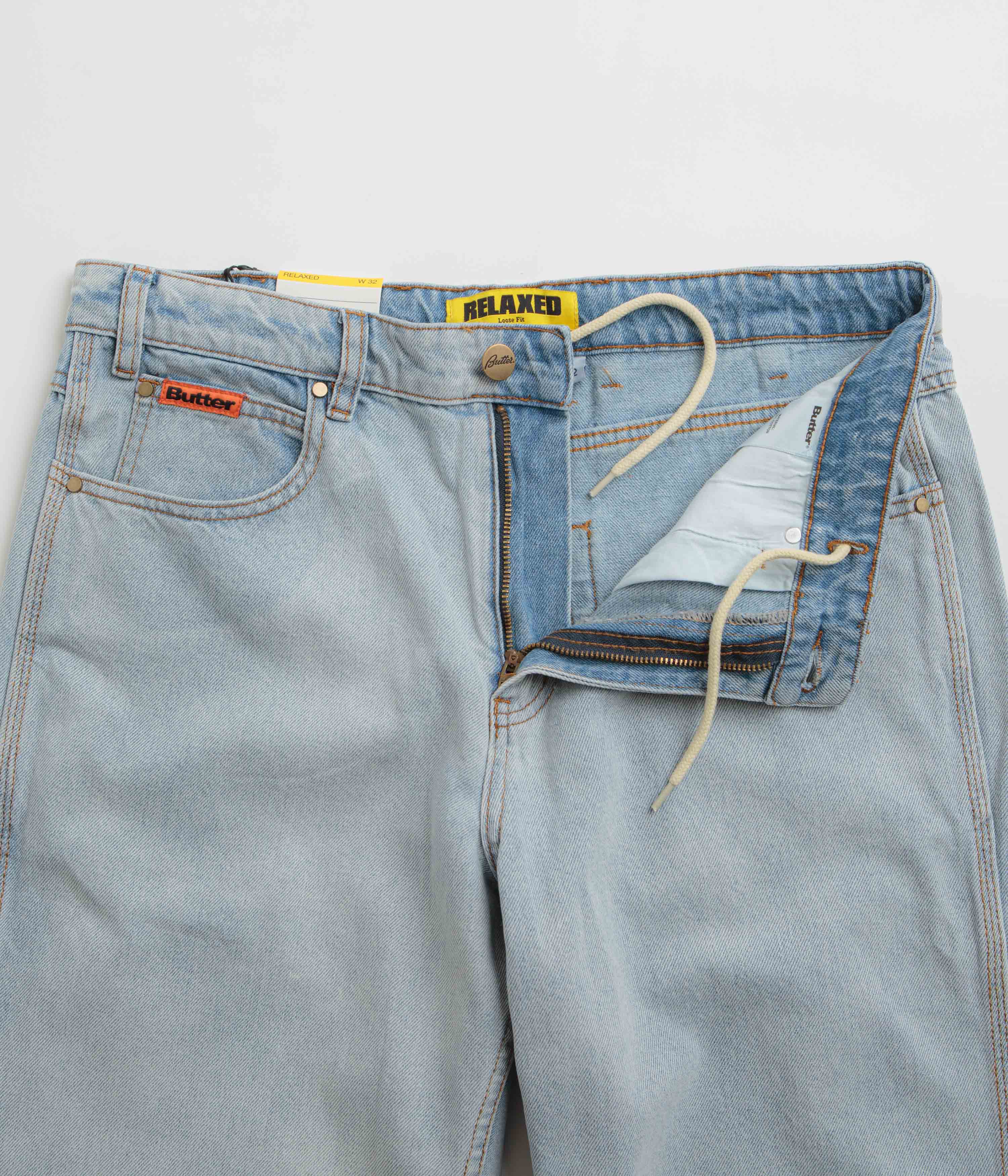 Butter Goods Stylish Relaxed Jeans - Light Blue & Orange