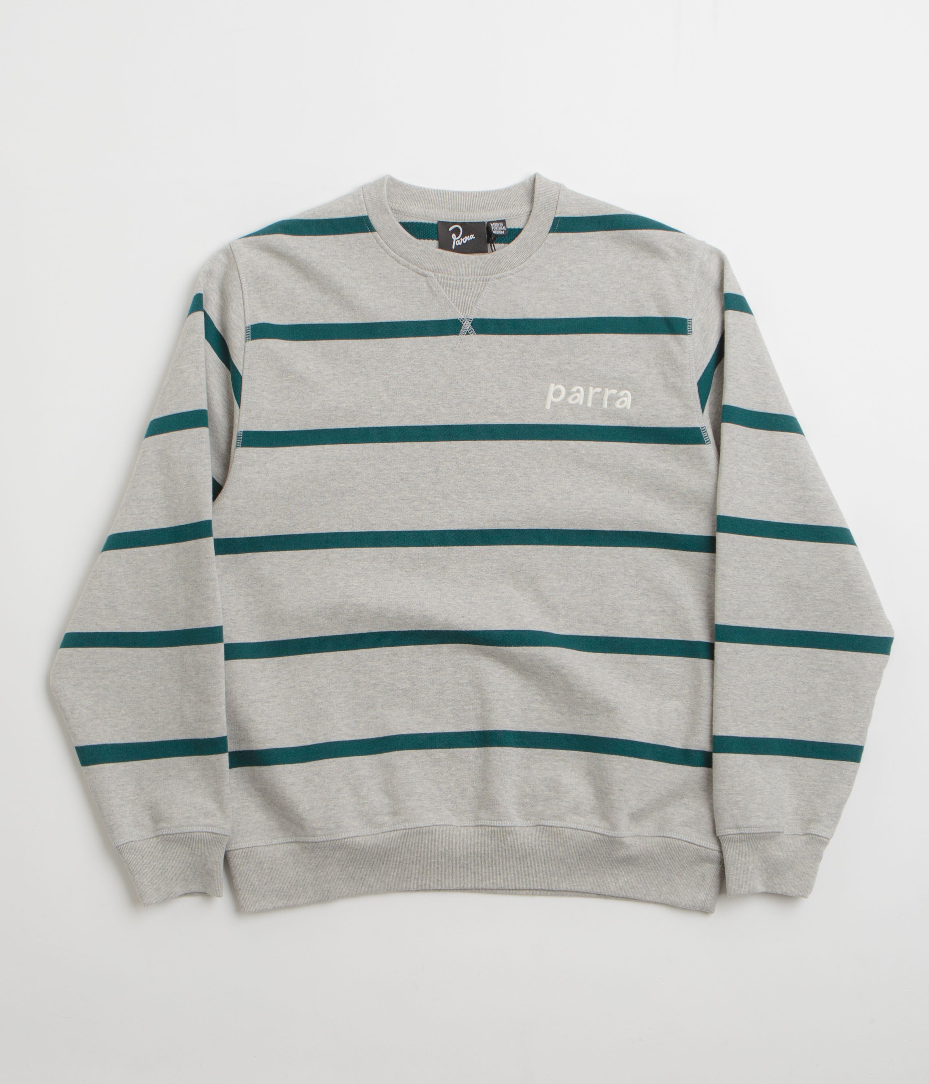 Parra's Pristine Striper Crewneck Sweatshirt in Stunning Heather Grey
