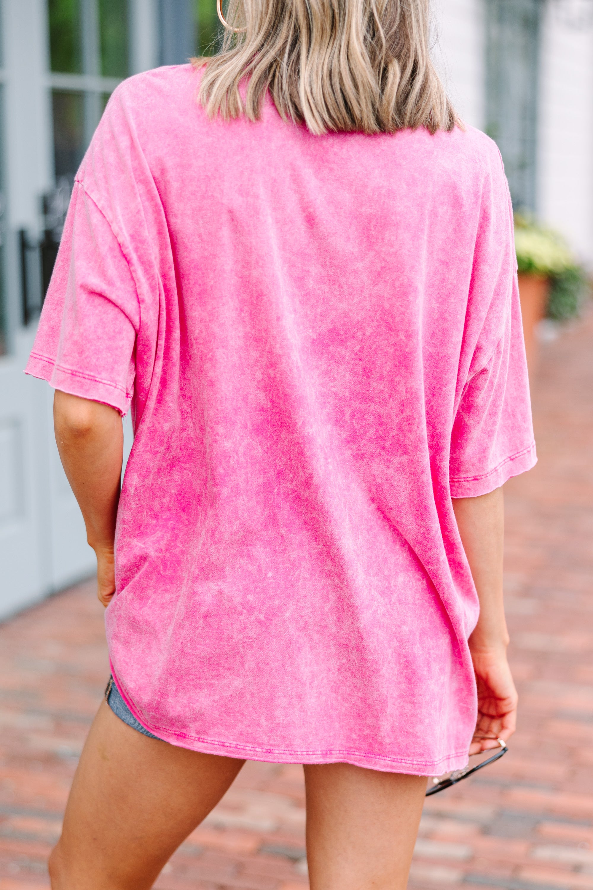 Fuchsia Pink Acid Wash Tee - Your Summer Essential!