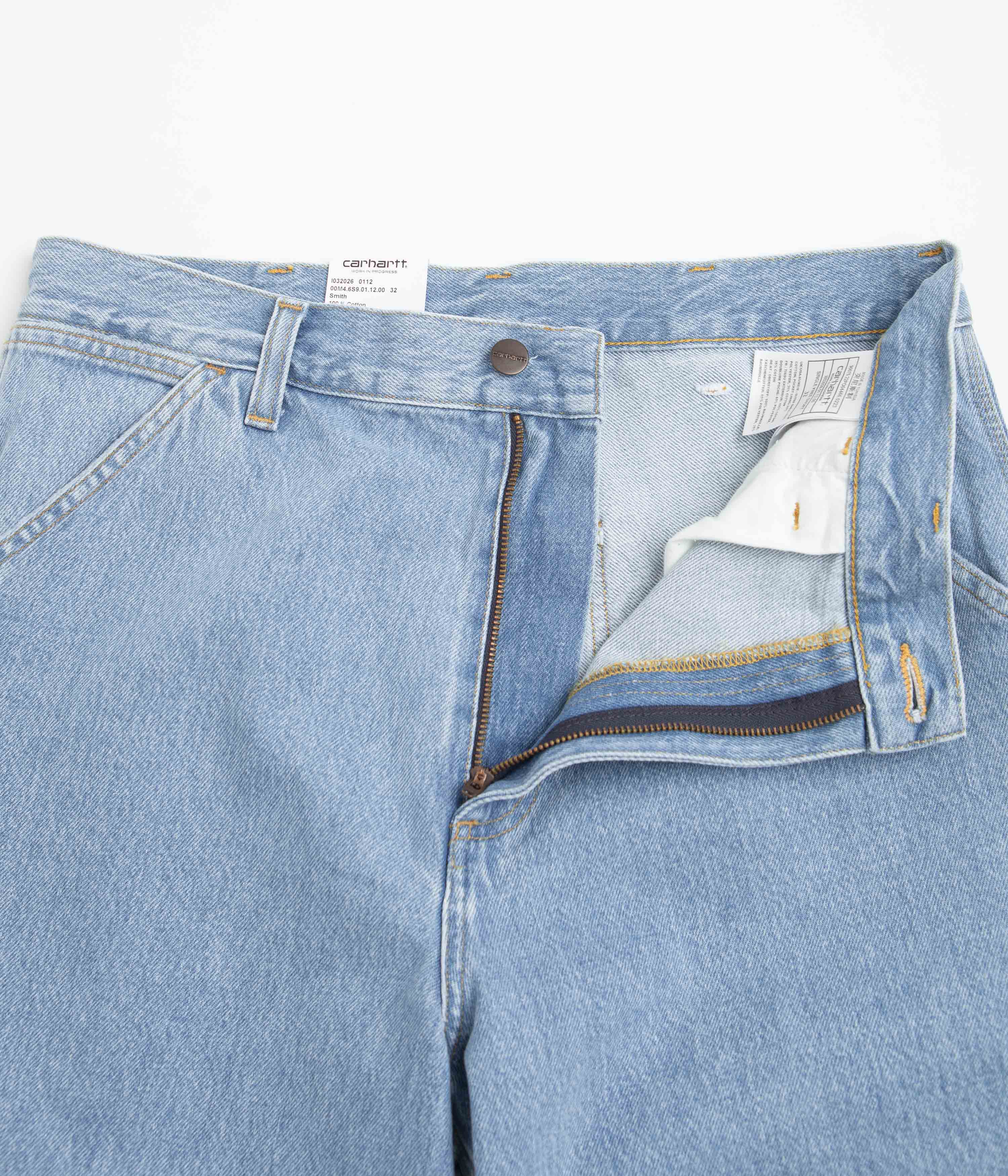 Carhartt Stone Bleached Blue Single Knee Shorts - A Must-Have!