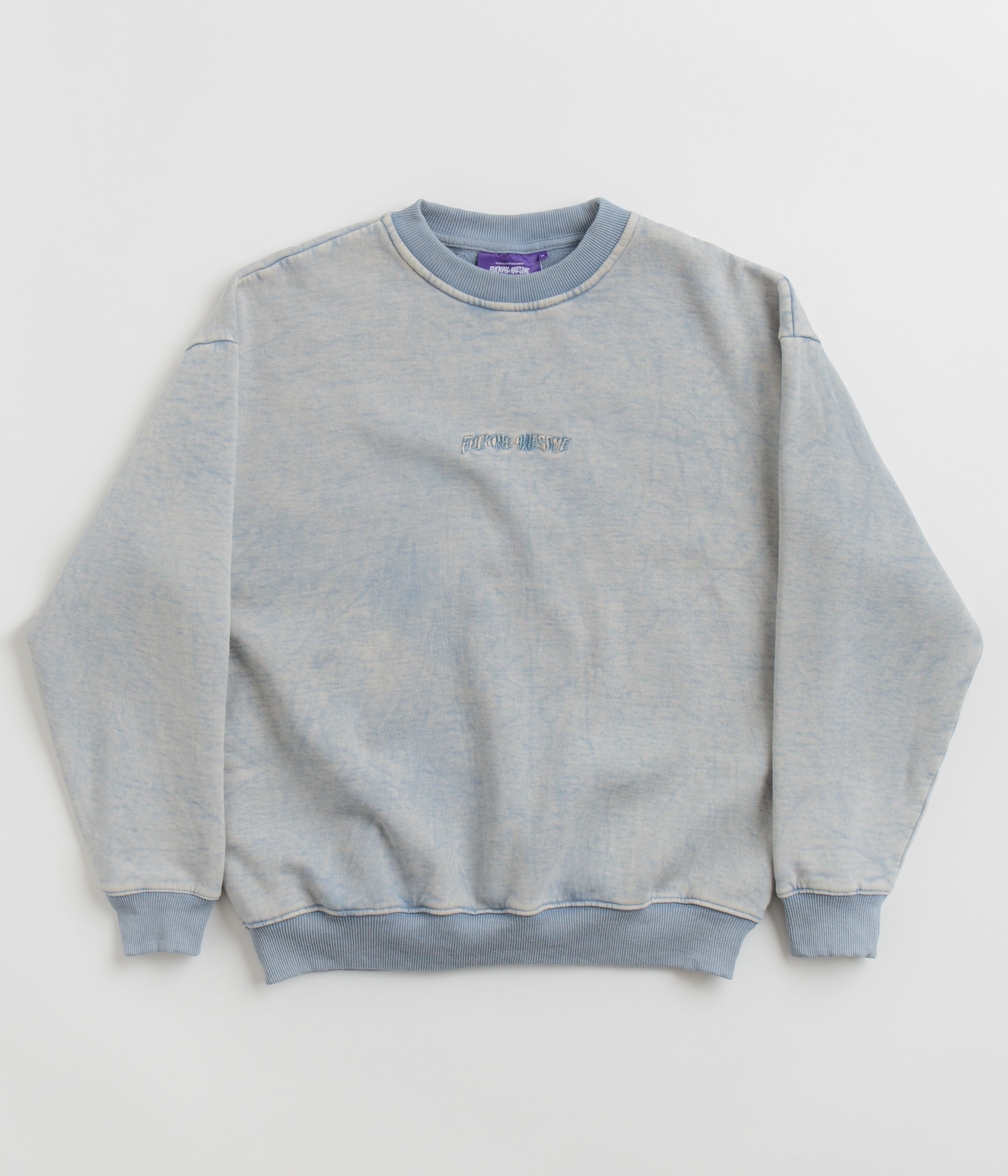Fucking Awesome Little Stamp Snow Wash Crewneck Sweatshirt - Stunning Dusty Blue