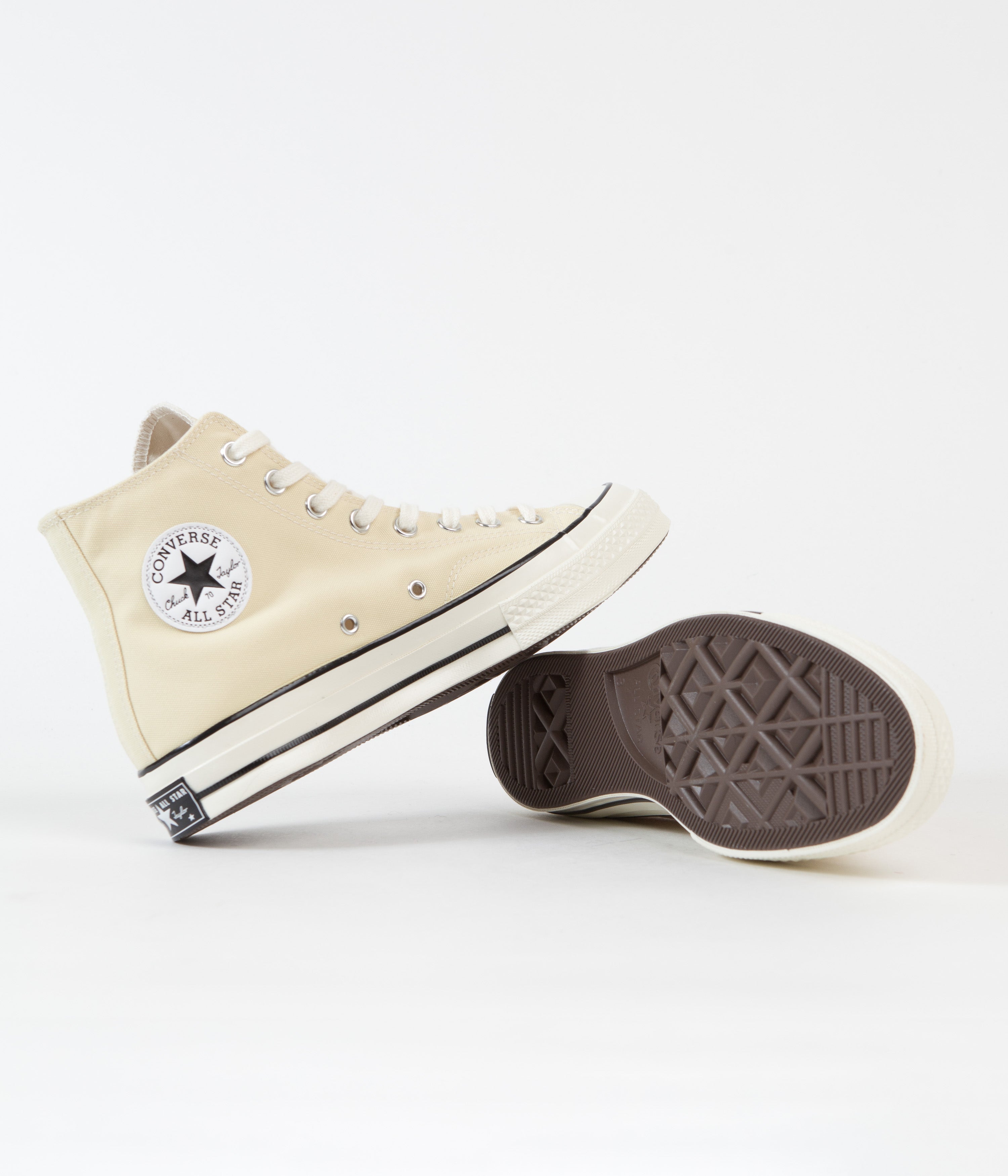 Converse CTAS 70's Hi No Waste Canvas Shoes - Vibrant Lemon Drop, Elegant Egret & Bold Black
