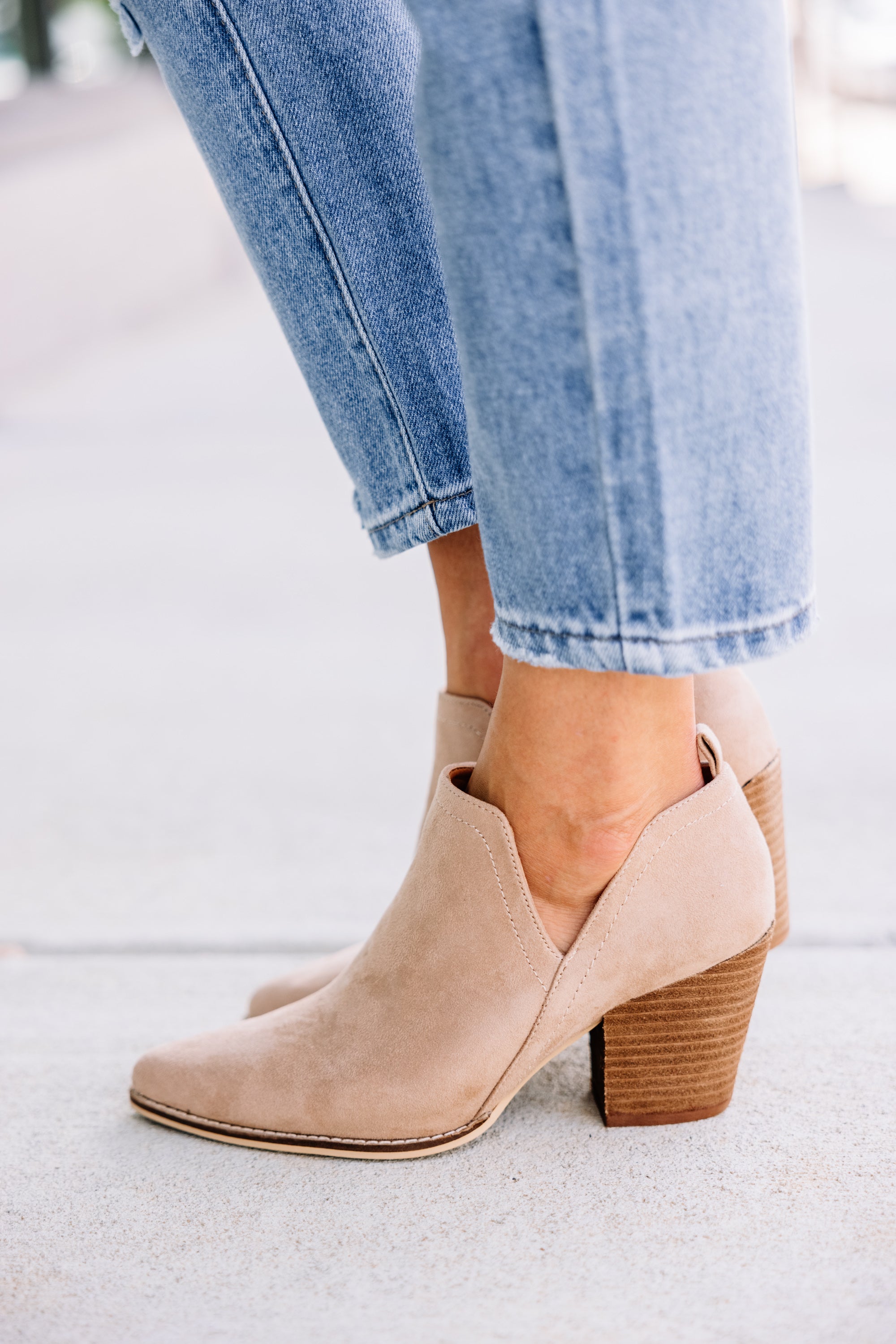 Be There Taupe Brown Side Cut Suede Booties - Fashion Must-Haves