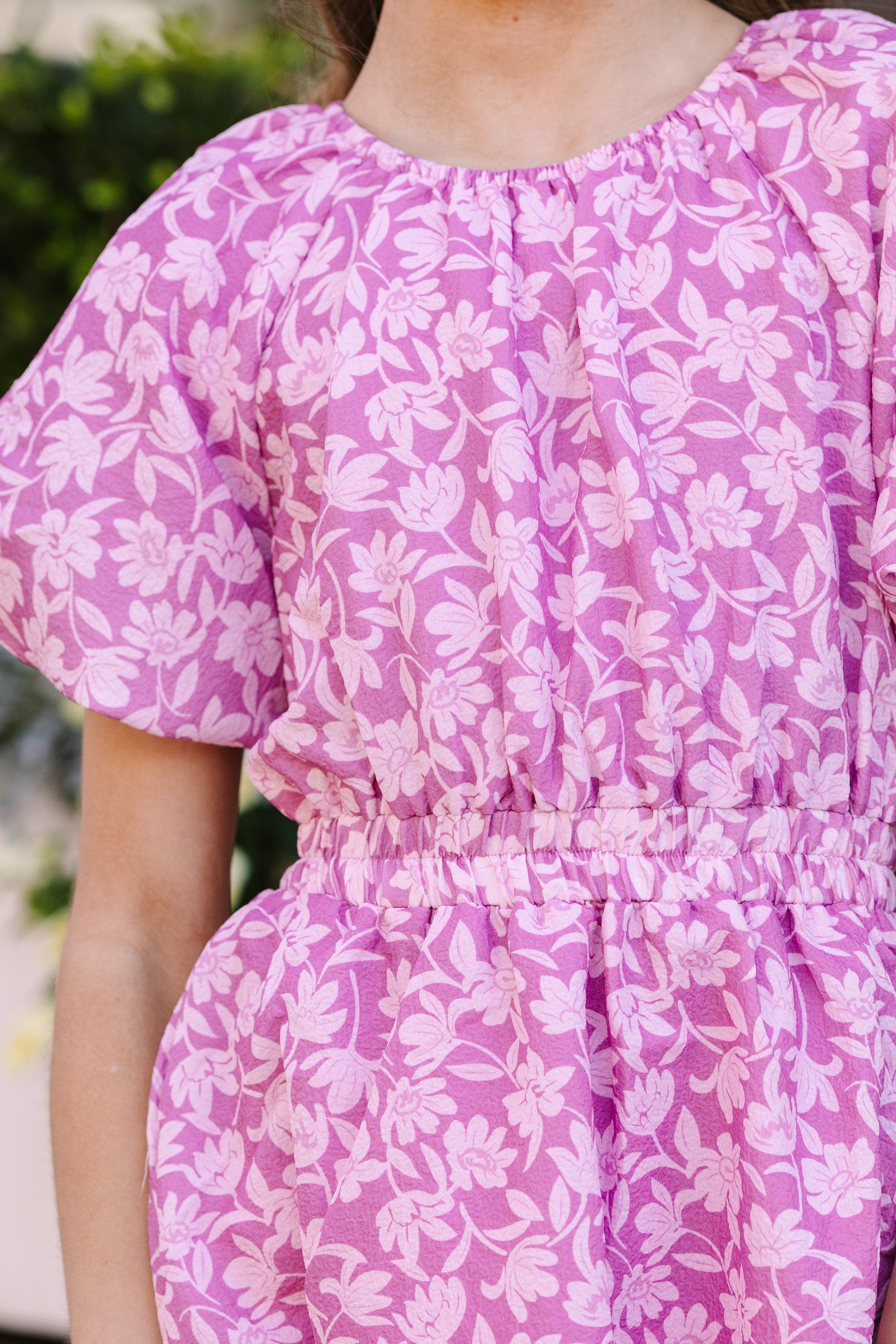 Girls' Pink Floral Babydoll Dress: Be Ready for the Day!