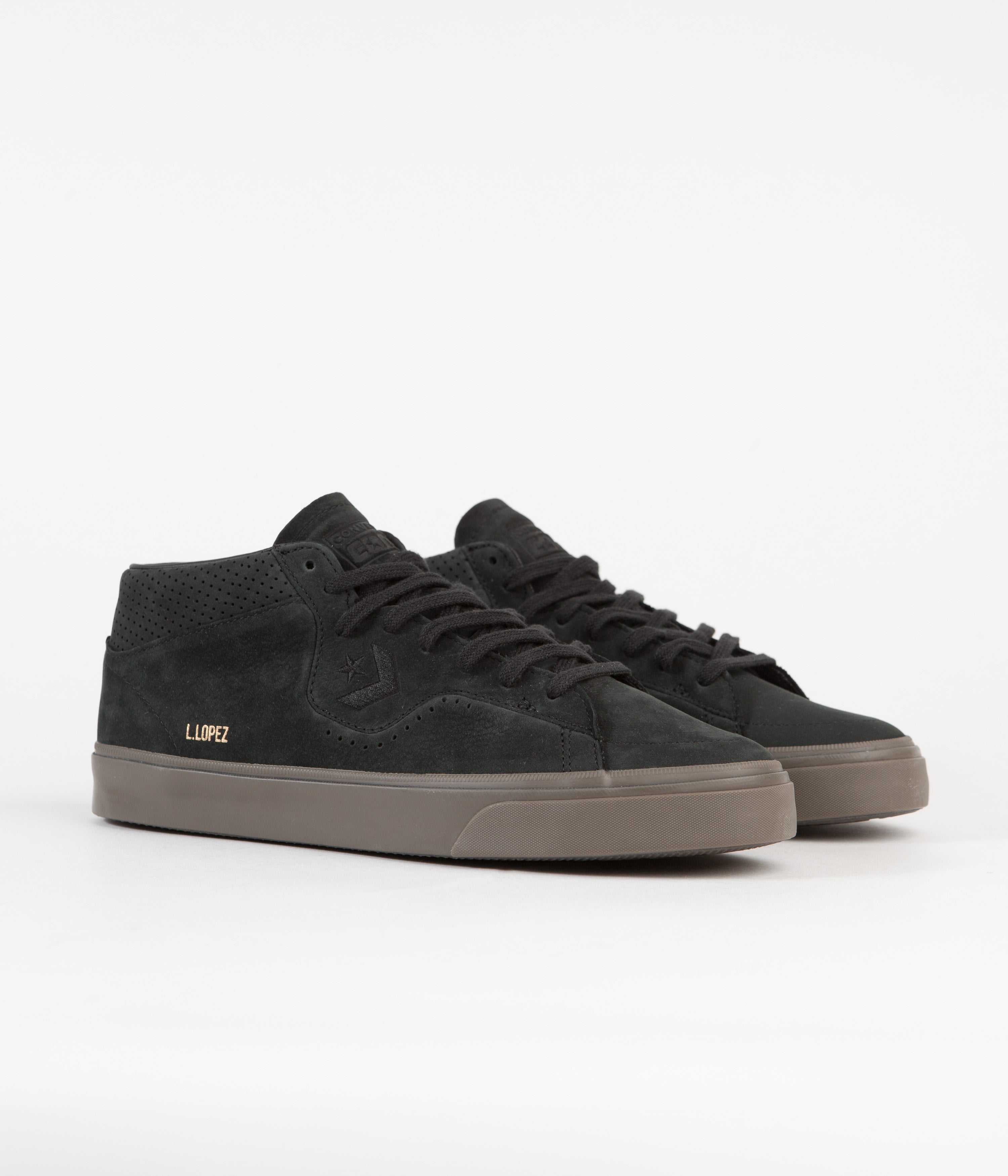 Converse Louie Lopez Pro Mid Skate Shoes - Stylish Black & Dark Mushroom