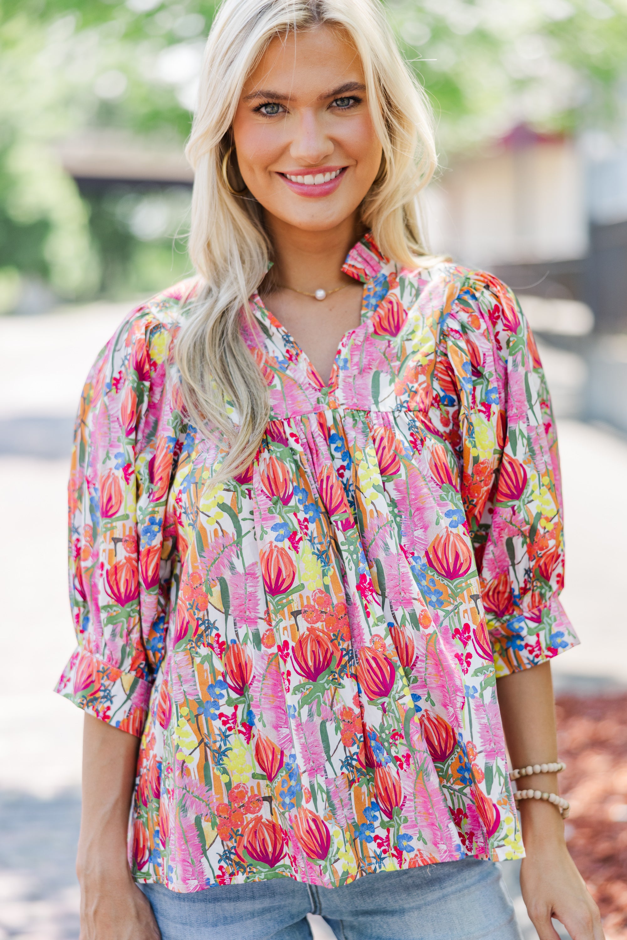 Gorgeous Pink Floral Blouse - Grow in Style!