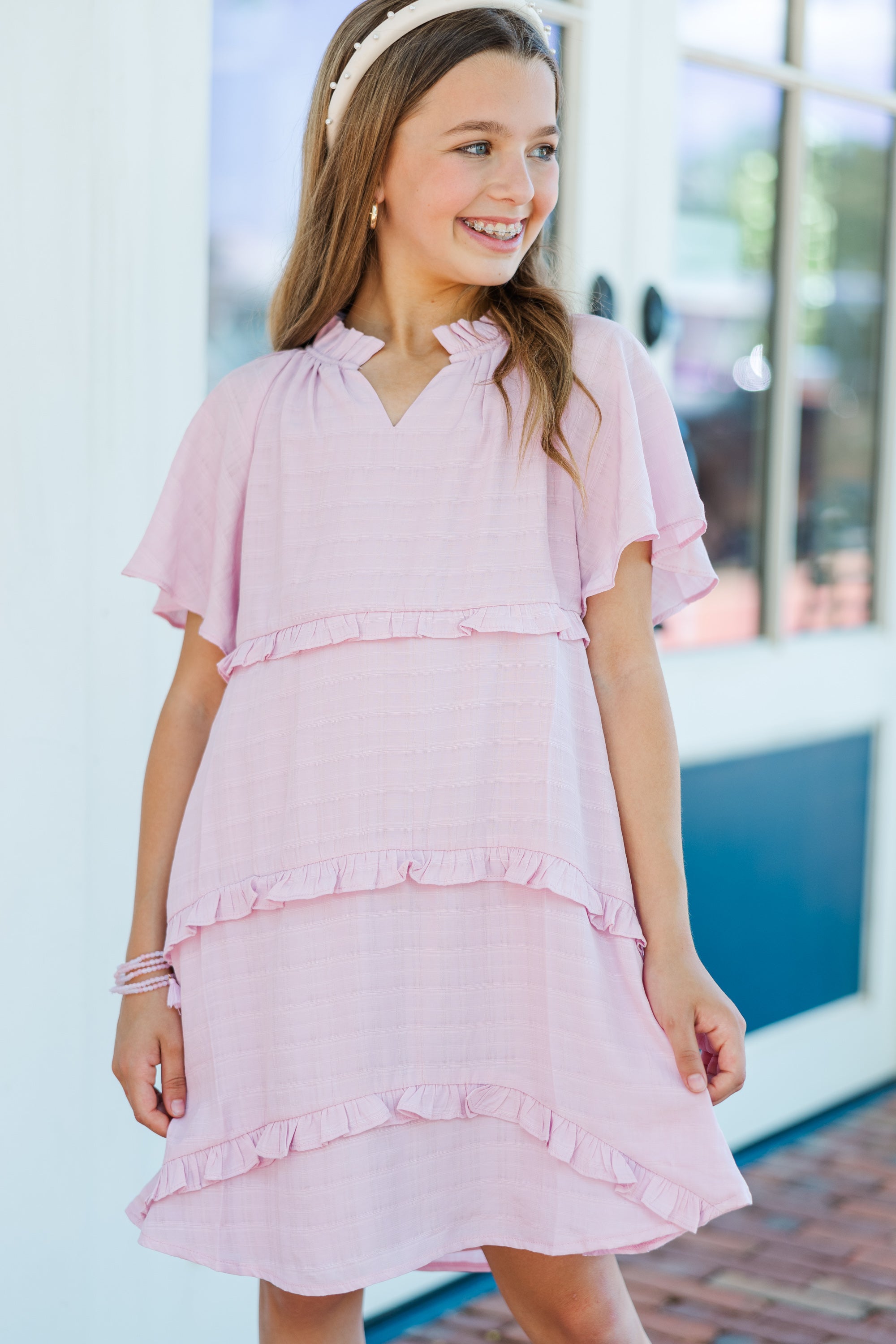 Girls' Perfectly You Light Pink Babydoll Dress: Be Yourself!
