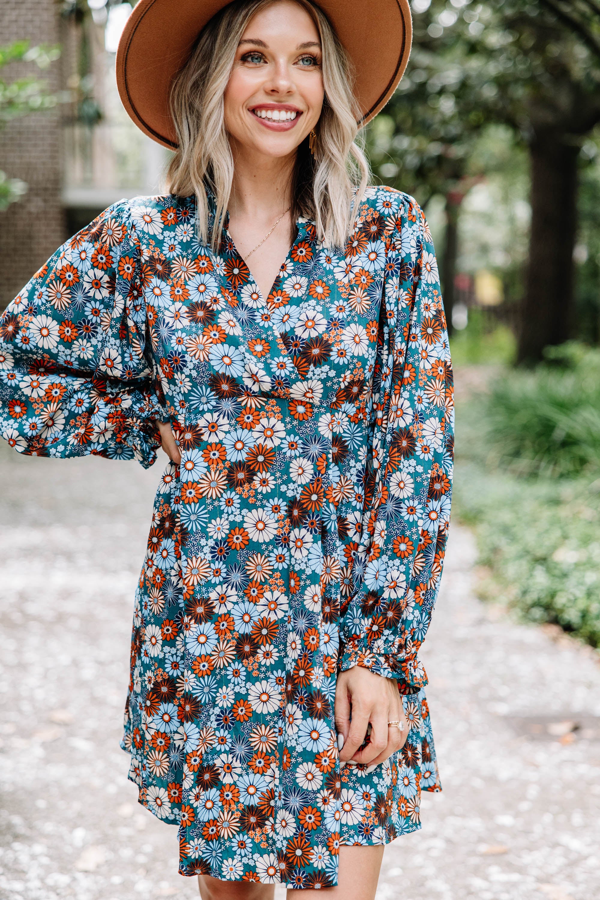 Gorgeous Teal Blue Floral Babydoll Dress - A Must-Have!