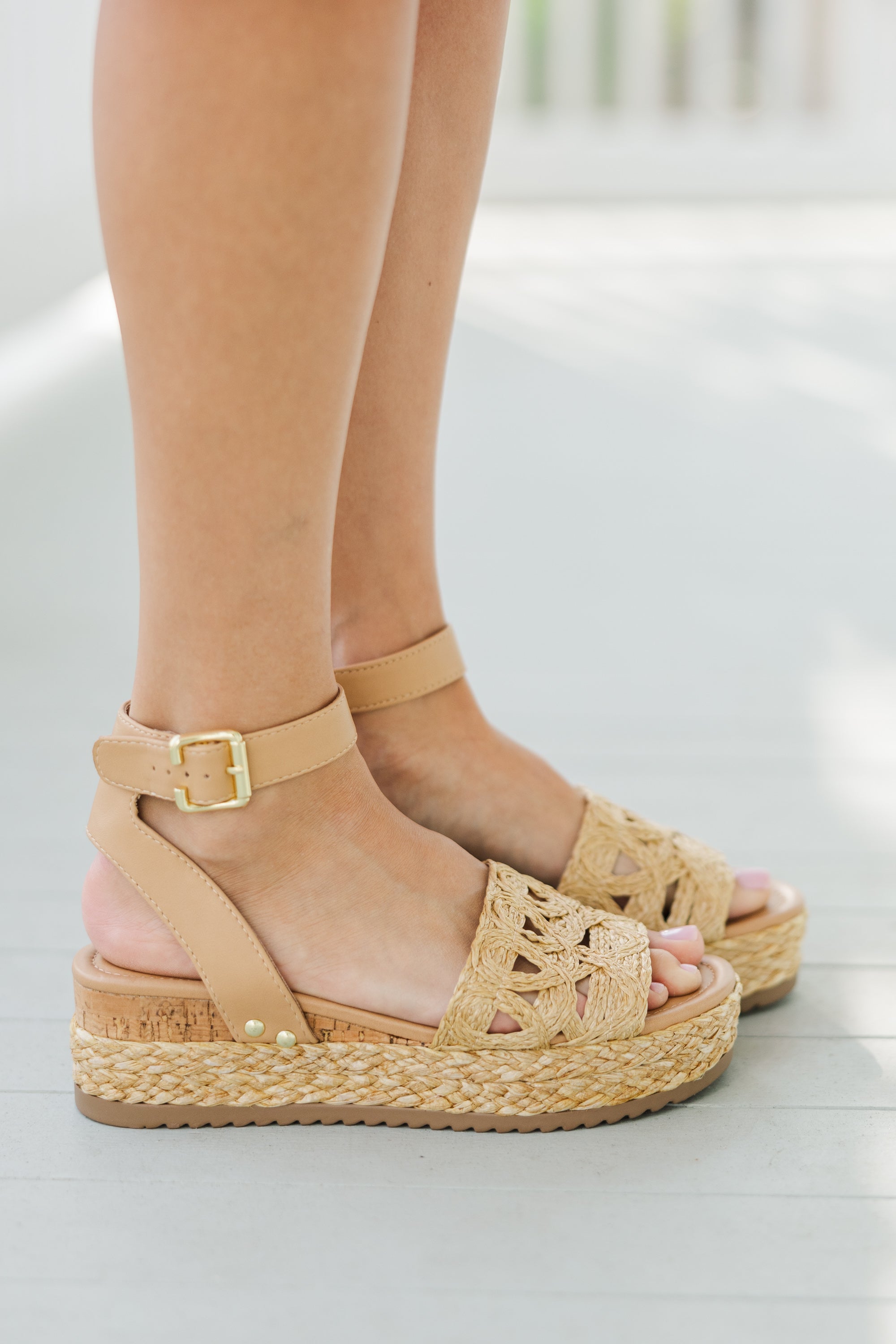 Enchanting Back To The Dunes Natural Raffia Wedges