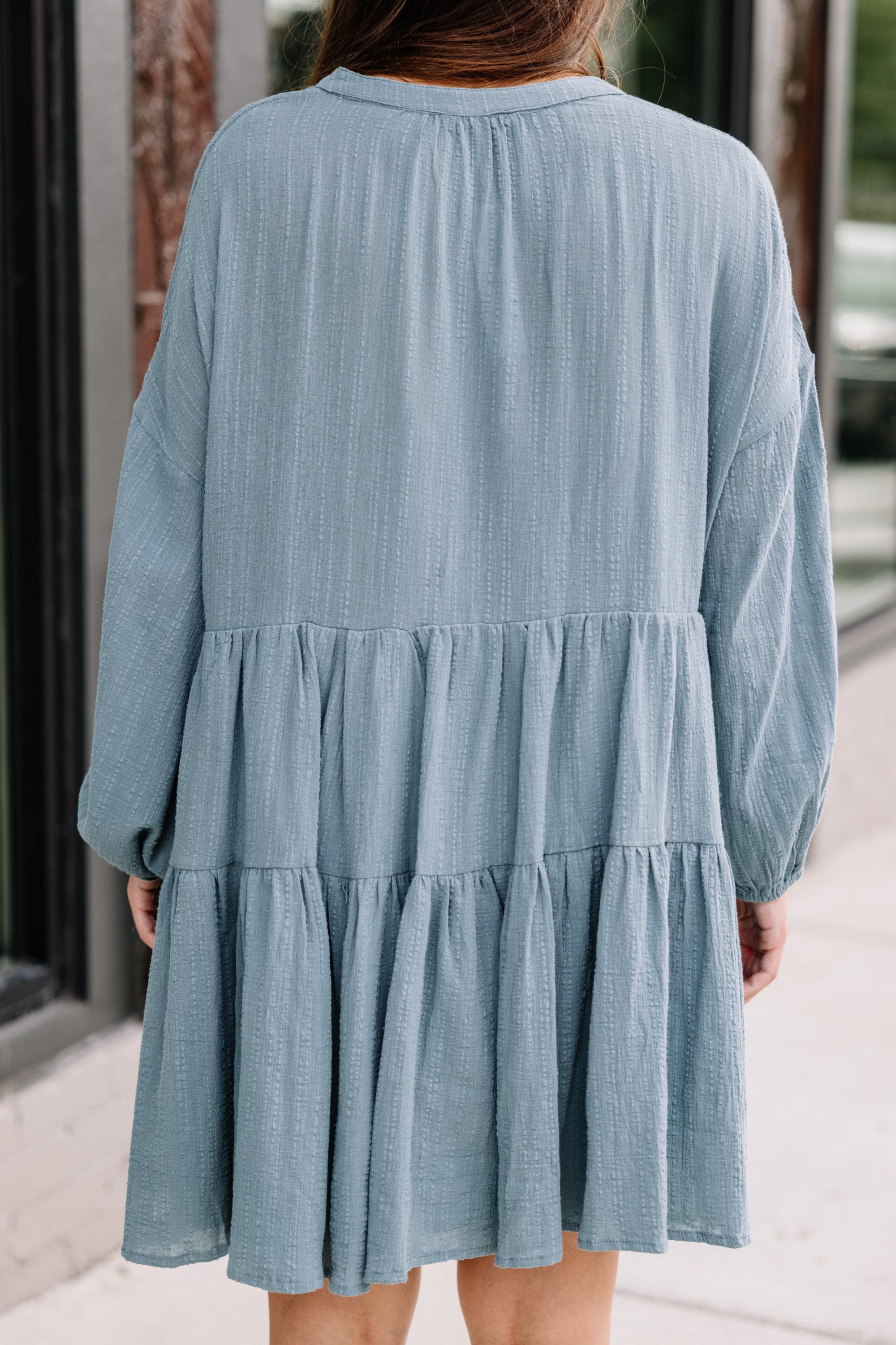 Be There Slate Blue Adorable Babydoll Dress