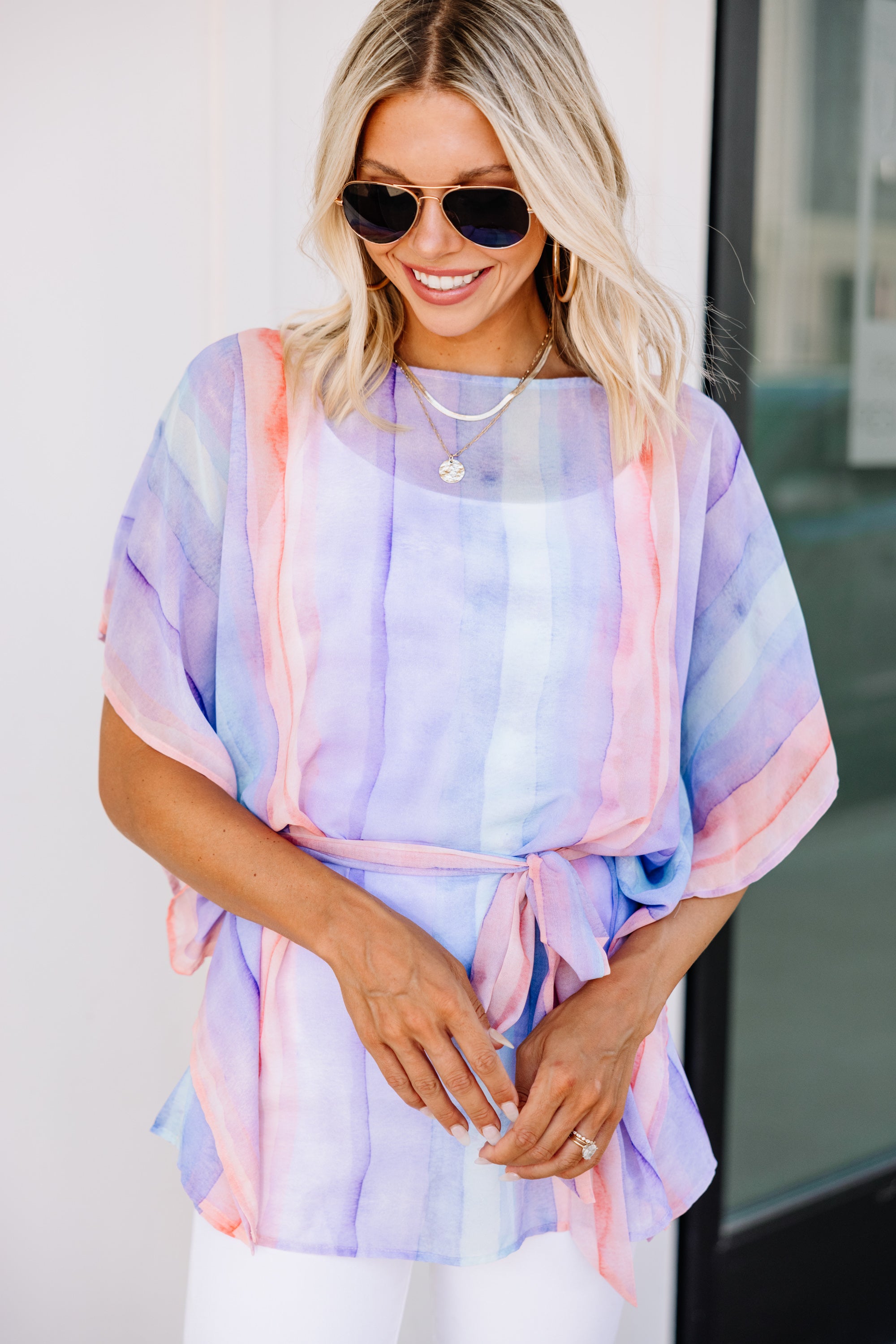 Enchanting Lavender Purple Striped Blouse