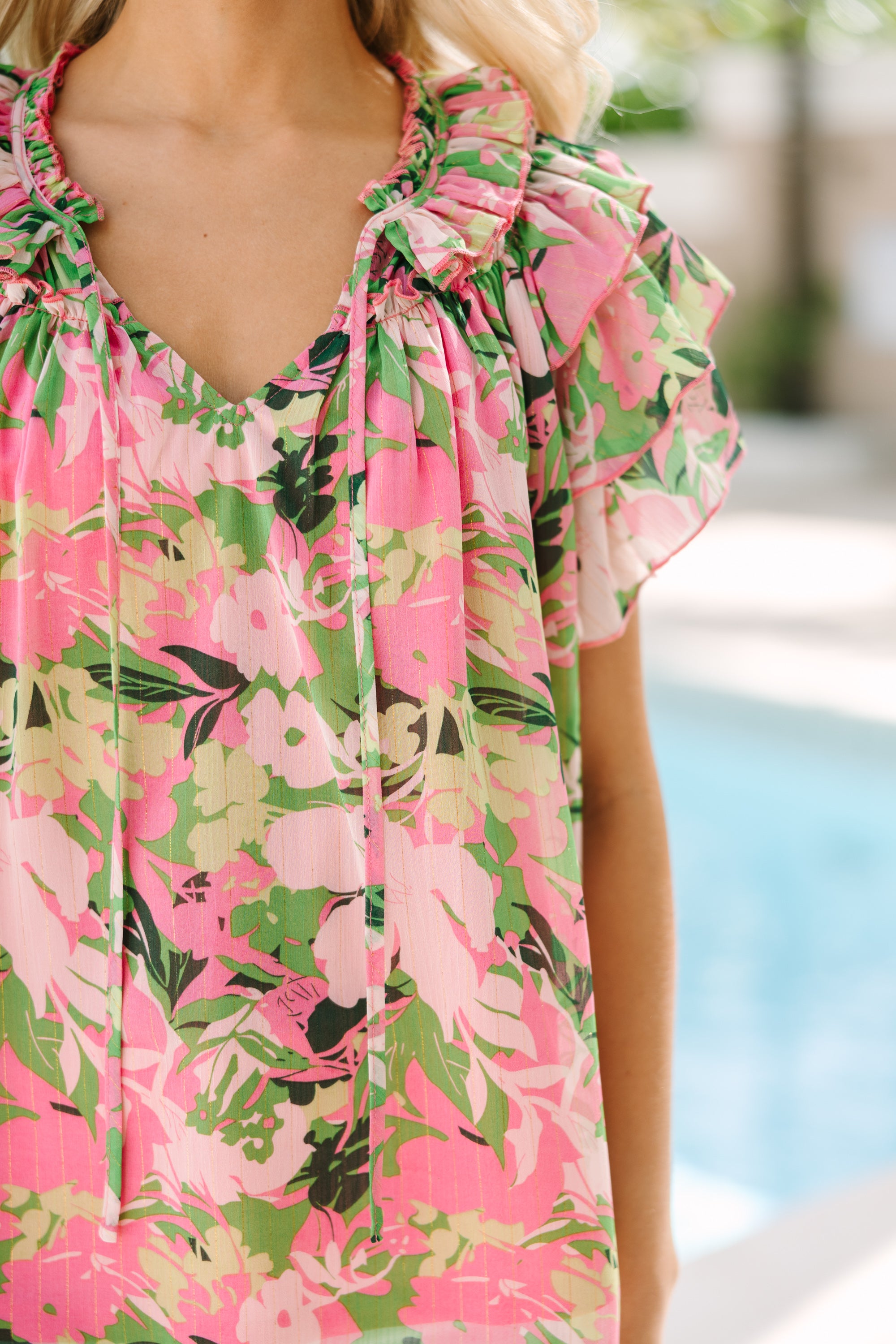 Be There Floral Pink Spring/Summer Floral Blouse