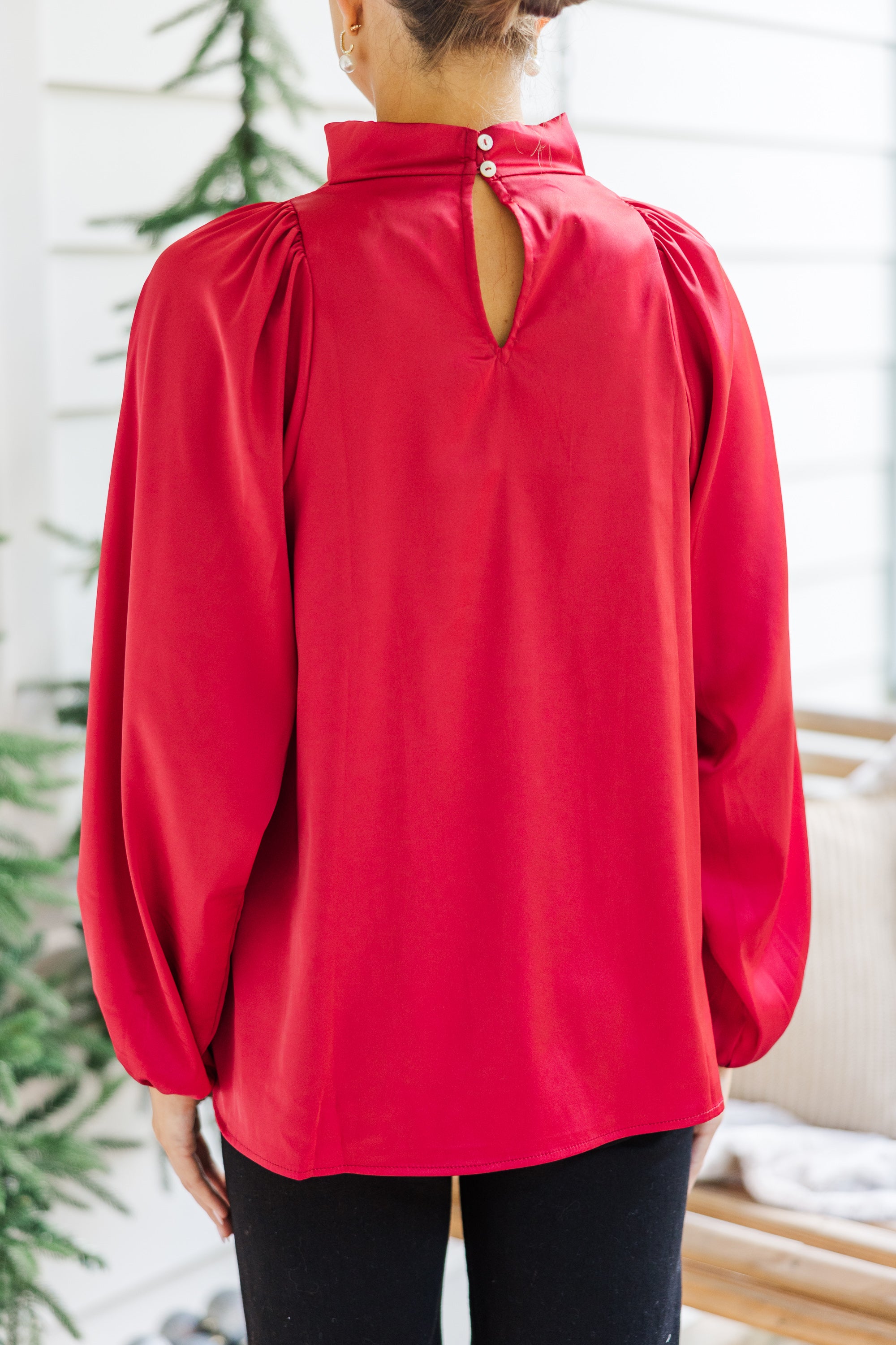 Red Satin Bliss Blouse - Embrace the Joy!