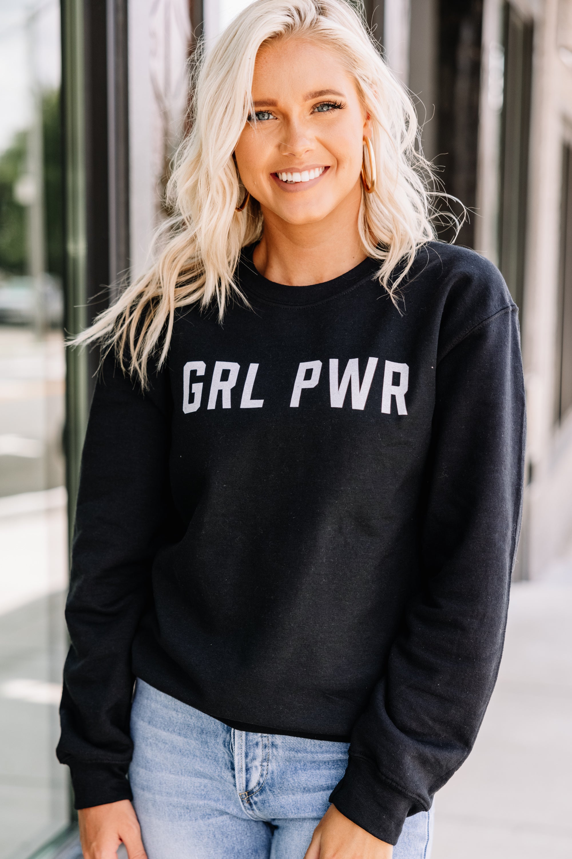 Grl Power Empowering Black Graphic Sweatshirt