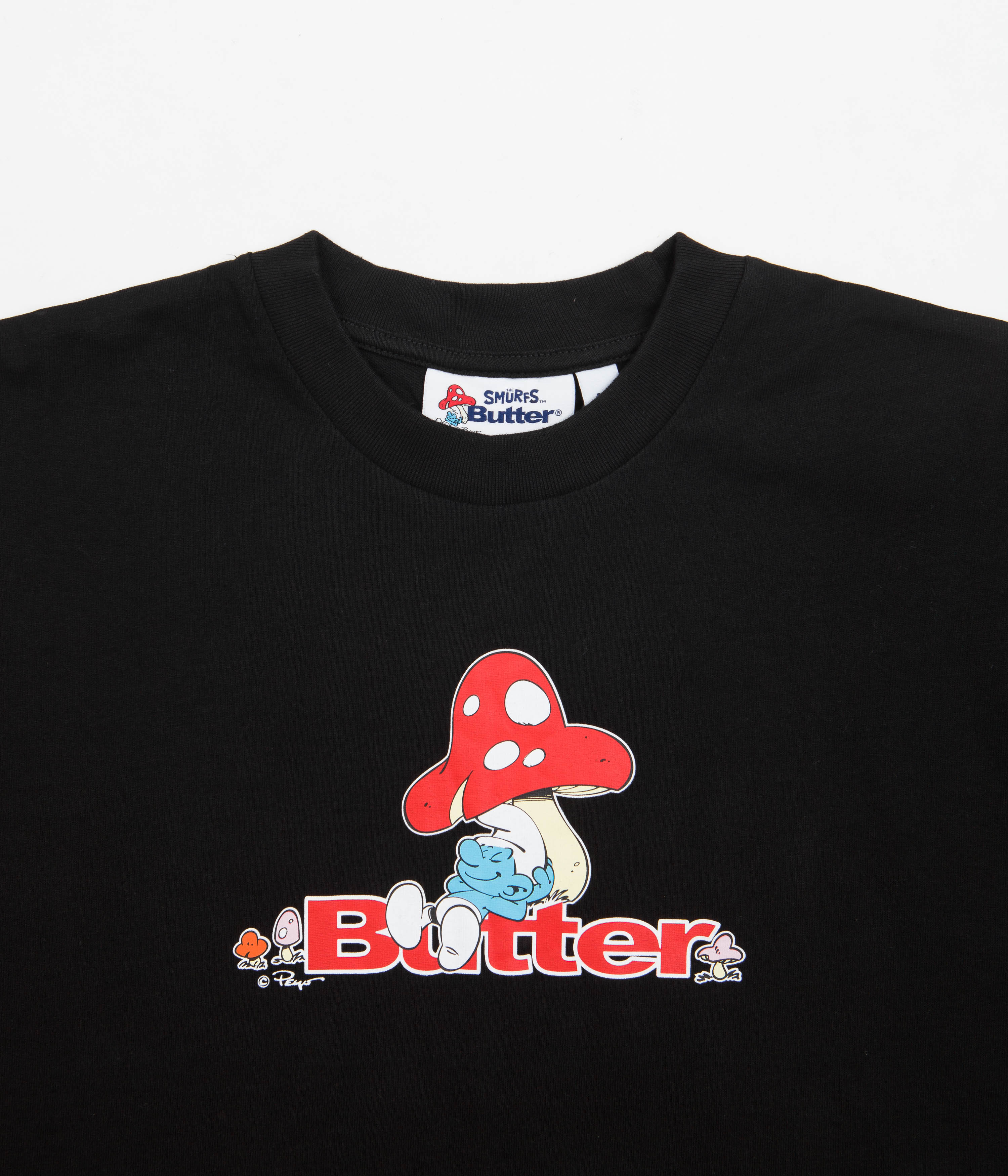 Butter Goods x The Smurfs Black Lazy Logo T-Shirt - A Must-Have!