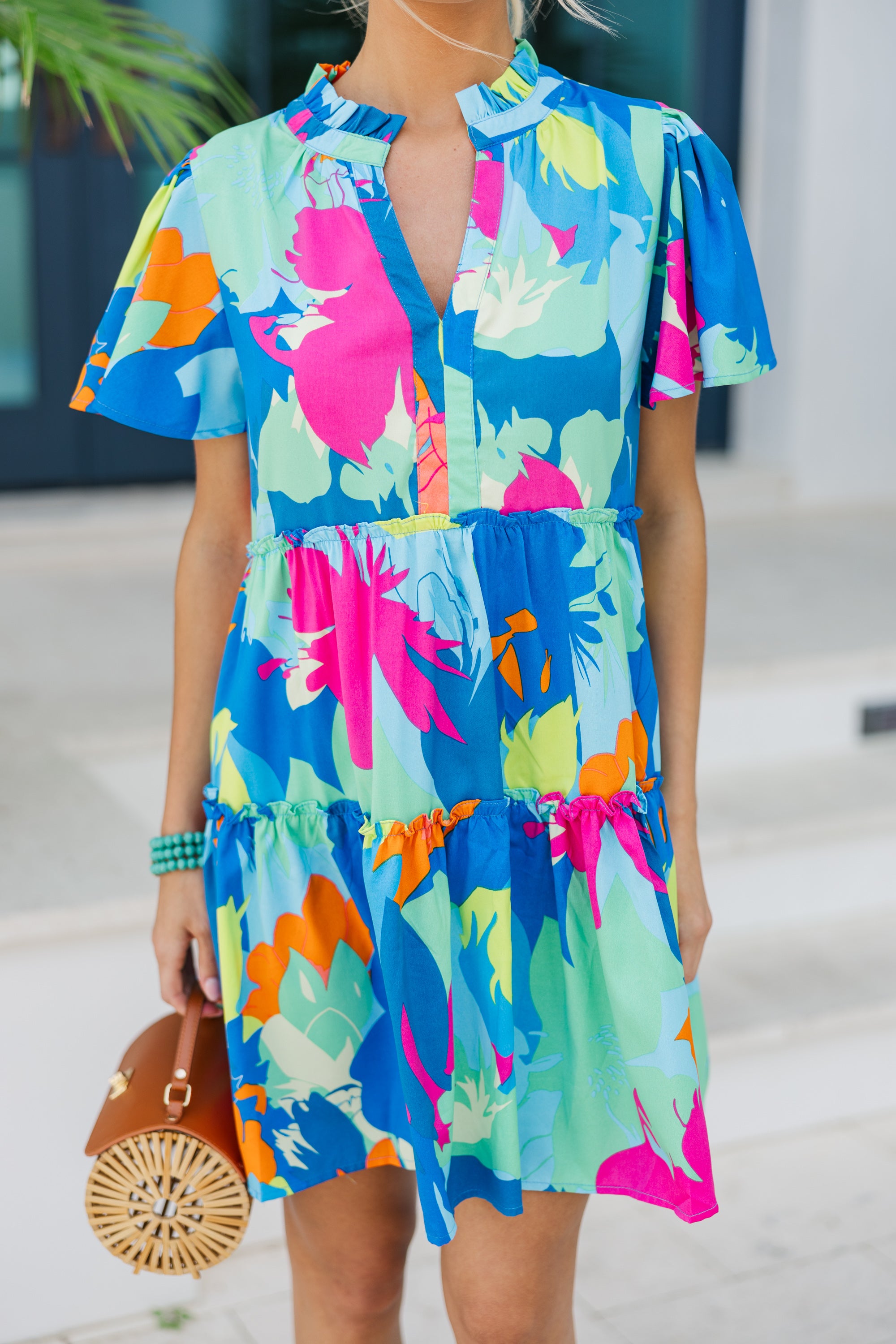 Enchanting Happy Days Blue Floral Babydoll Dress