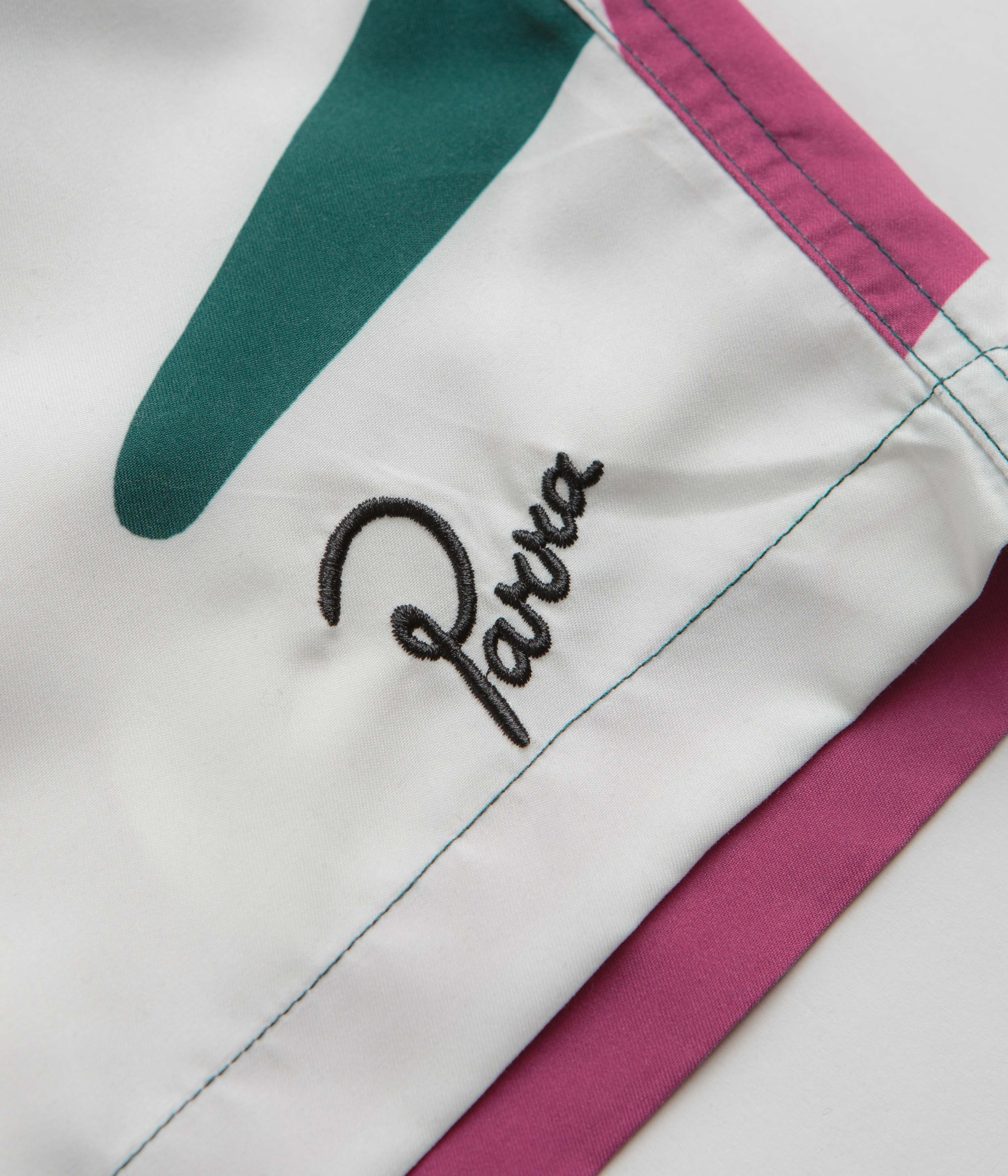 by Parra's Stunning White Multi - Pattern Swim Shorts