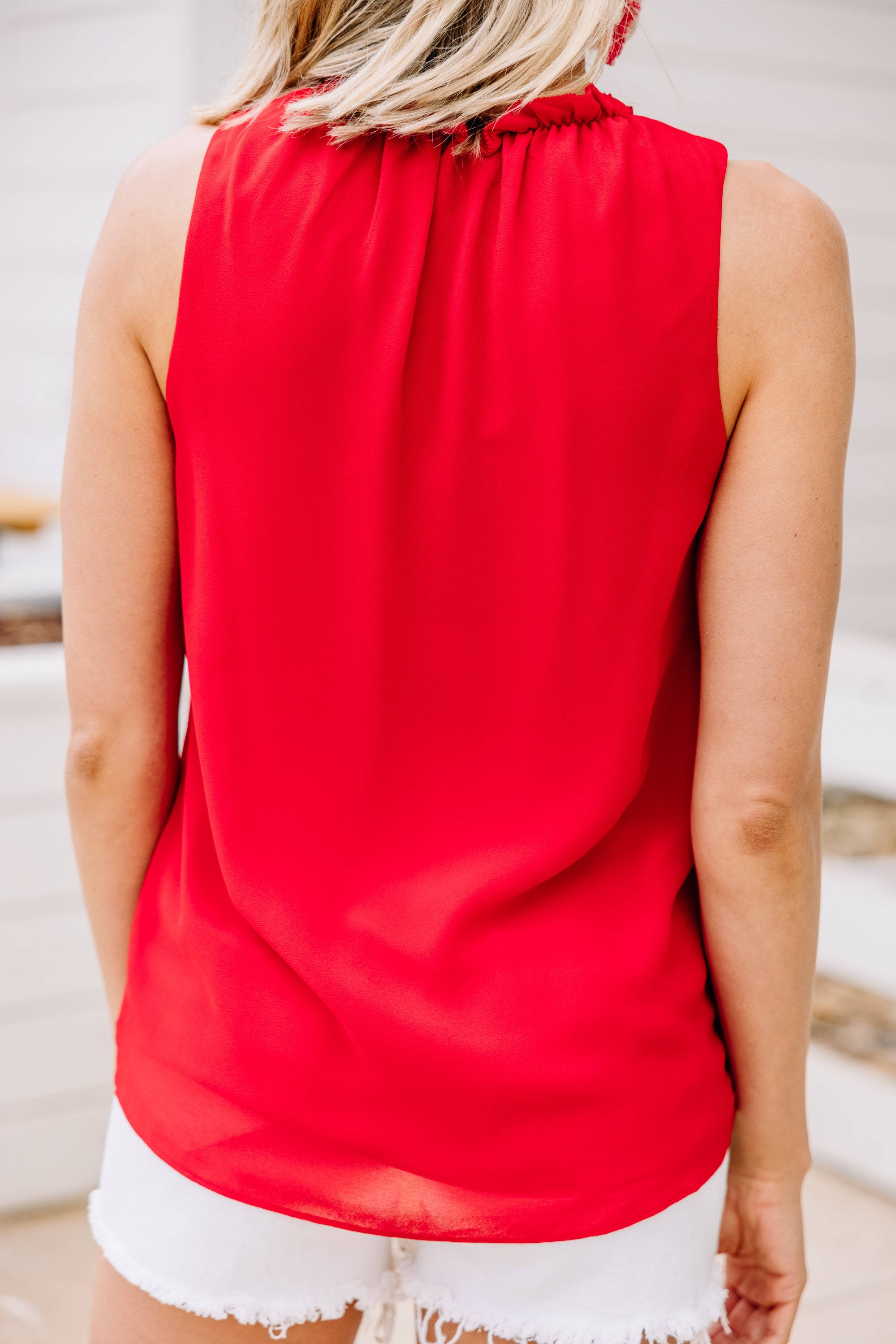 Be The One Red Ruffled Fashion Tank - Unleash Your Femininity!